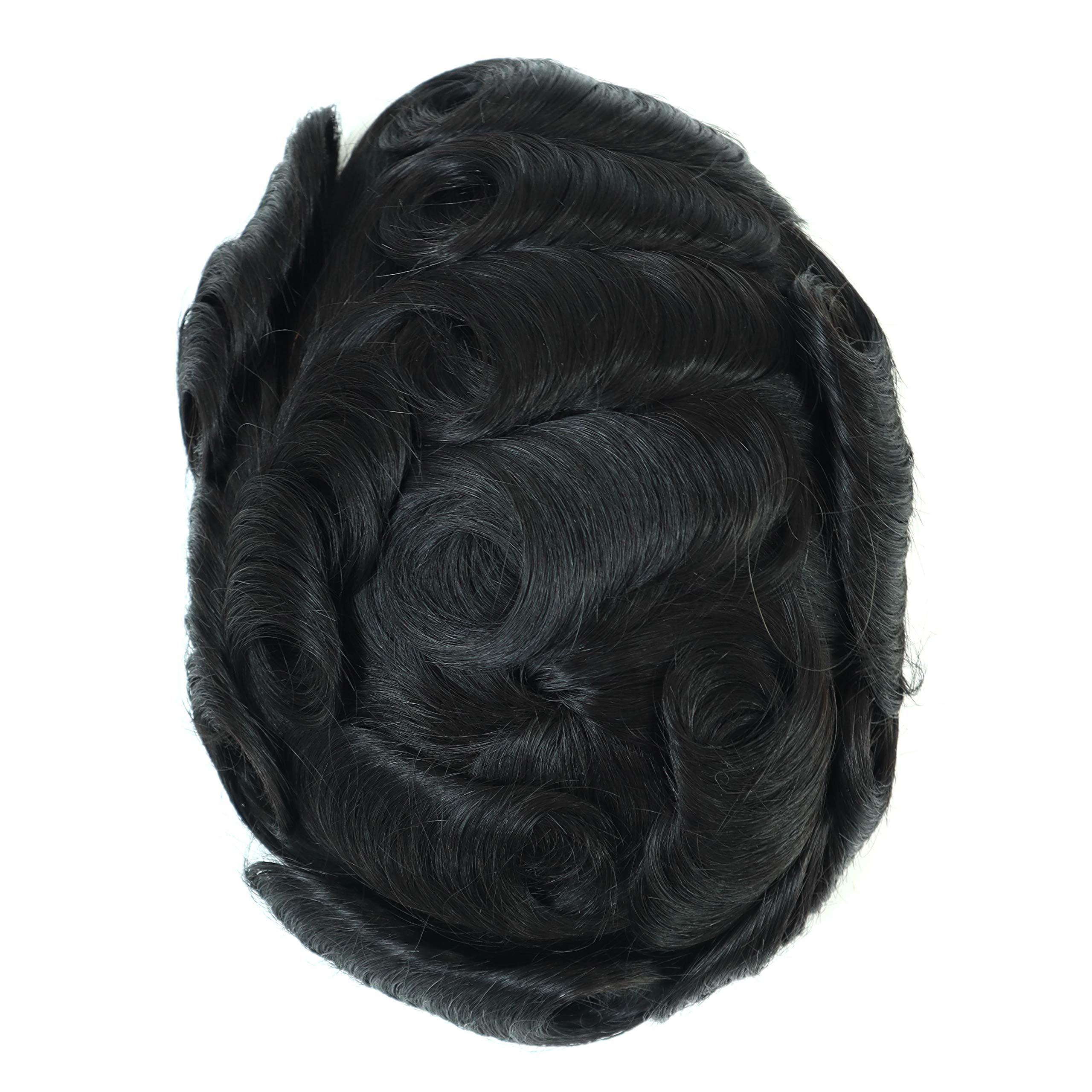 Men's Real Human Hair Toupee - 6x8 Thin Skin Mono Hairpiece for Black Hair Replacement System | Natural & Undetectable Hairpiece for Thinning Hair | Perfect for Daily Wear, Special Occasions & Confidence Boost