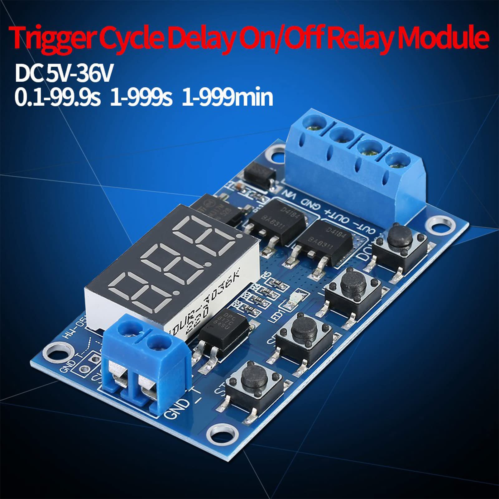 DC 5V-36V Adjustable Time Delay Relay Switch Module with LED Display - Perfect for Industrial Automation, Home Appliances, and DIY Electronics Projects