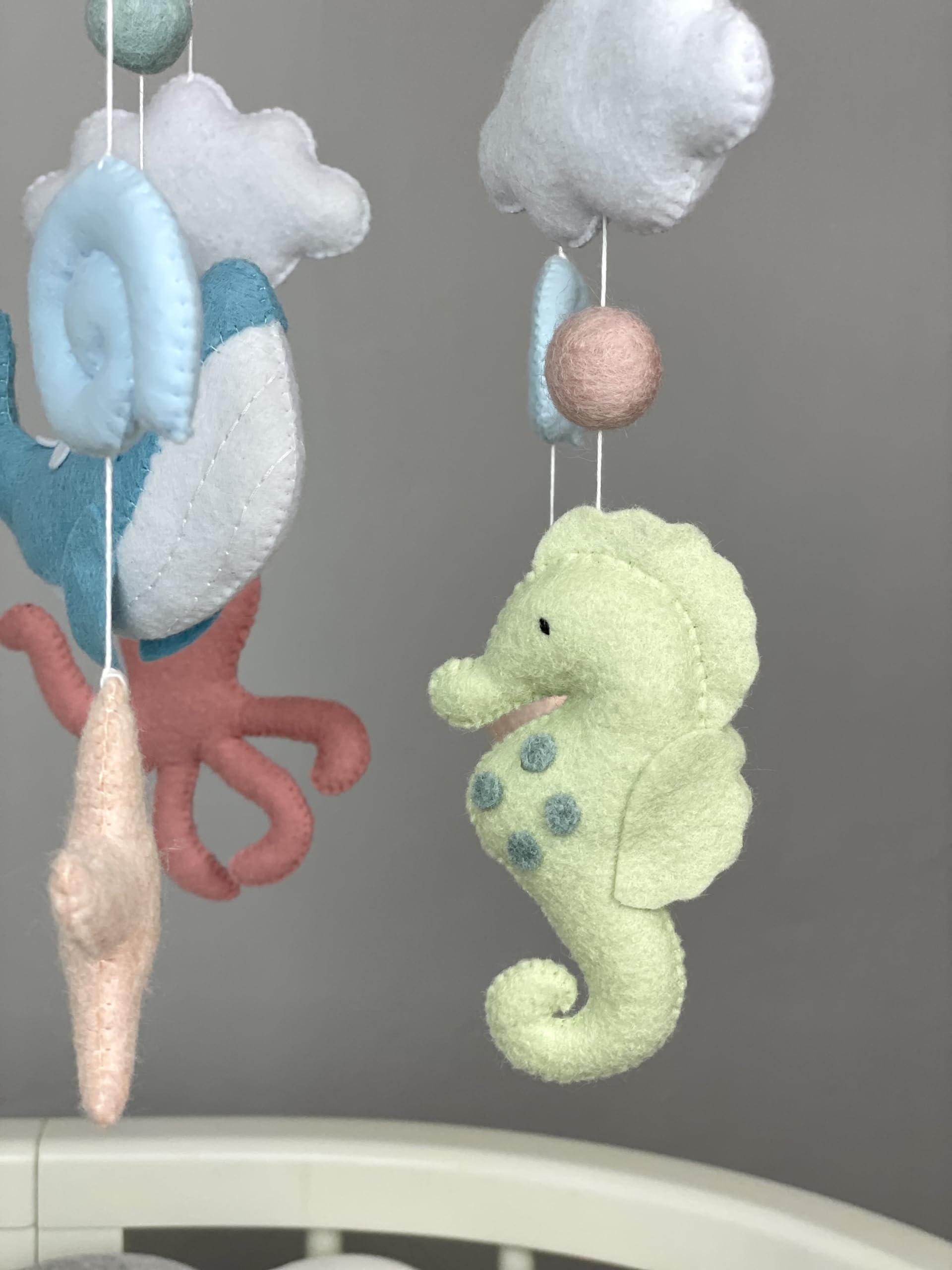 Ocean Crib Mobile for Baby Girls - Nautical Nursery Mobile with Felt Sea Animals - Under the Sea Theme Baby Shower Gift - Perfect for Coastal Nursery Decor & Newborn Gifts