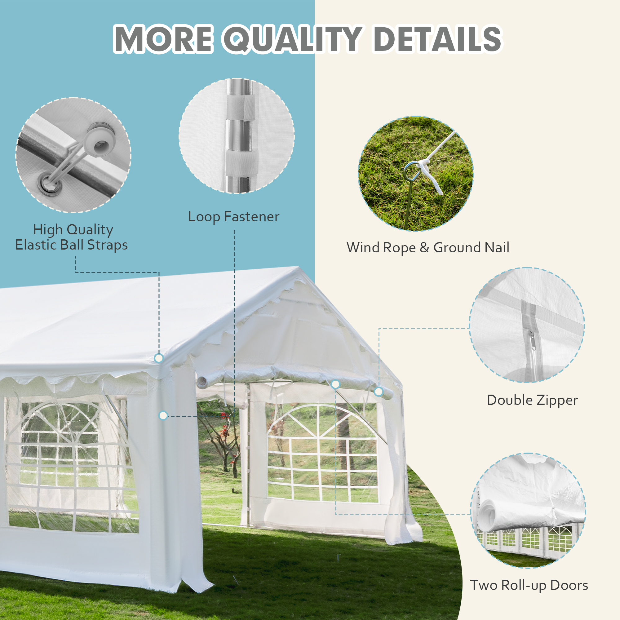 EROMMY 20x60 Large Canopy Tent - Heavy Duty Outdoor Shelter for Camping, Beach, Picnics & Backyard Parties | Waterproof & UV Protection