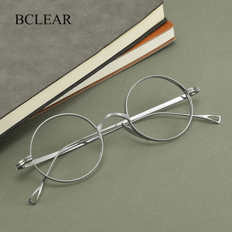 Bclear Unisex Full Rim Round Titanium Eyeglasses 1021 - Lightweight & Durable Frame for Men & Women - Perfect for Reading, Work & Everyday Use