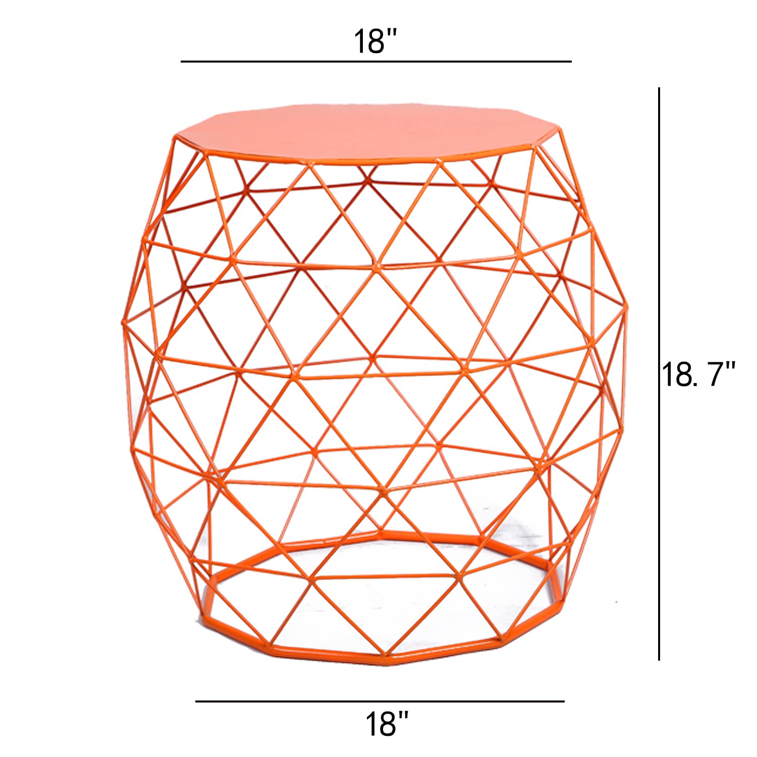 Modern 18-inch Accent Side Table for Living Room & Outdoor - Sturdy End Table, Plant Stand, Coffee Table in Vibrant Orange Red - Perfect for Patio, Garden, or Home Decor