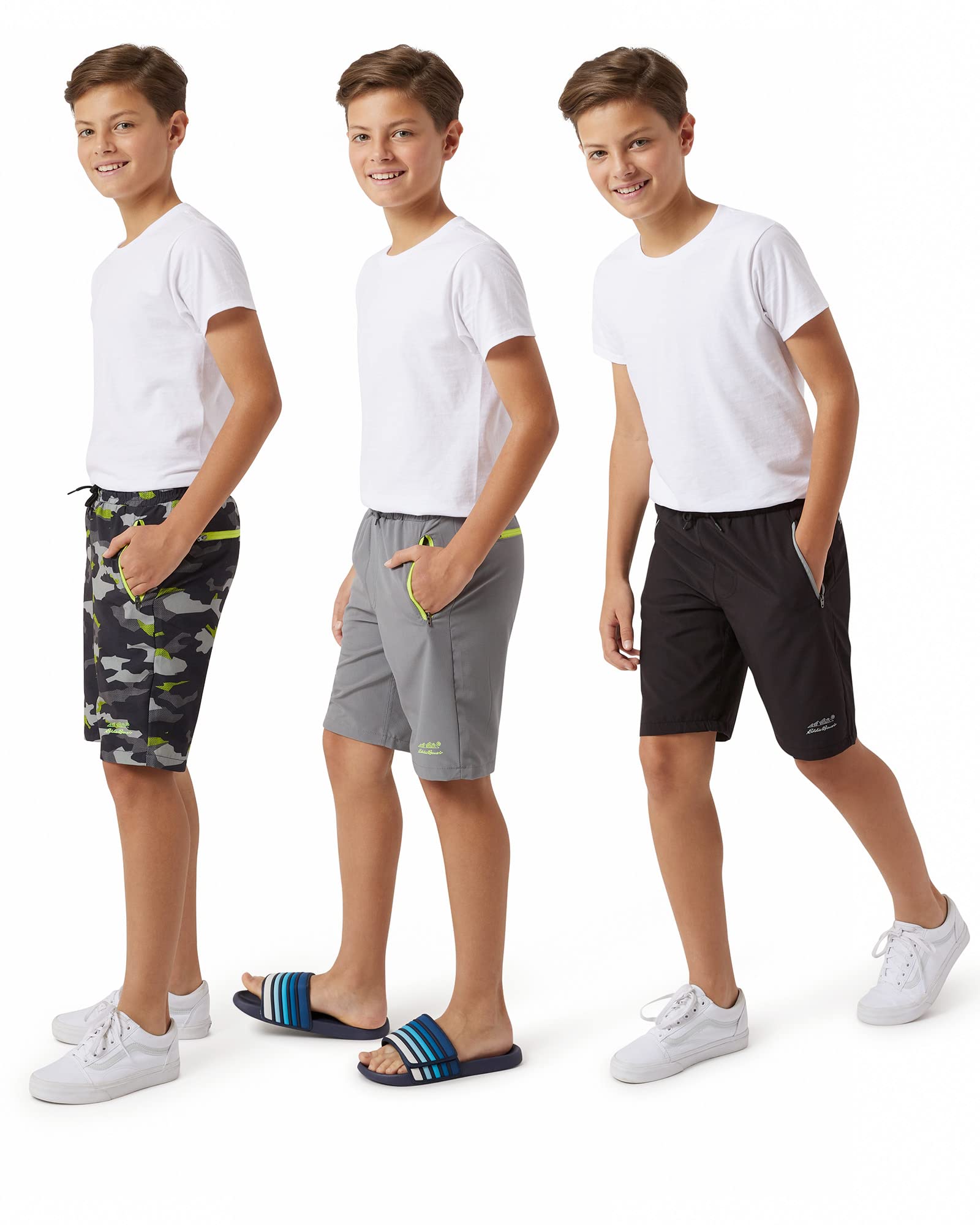 Eddie Bauer Boys' Quick Dry Athletic Shorts 3 Pack - Hybrid Mesh Performance Active Shorts for Kids Ages 4-16 - Perfect for Running, Sports & Outdoor Play