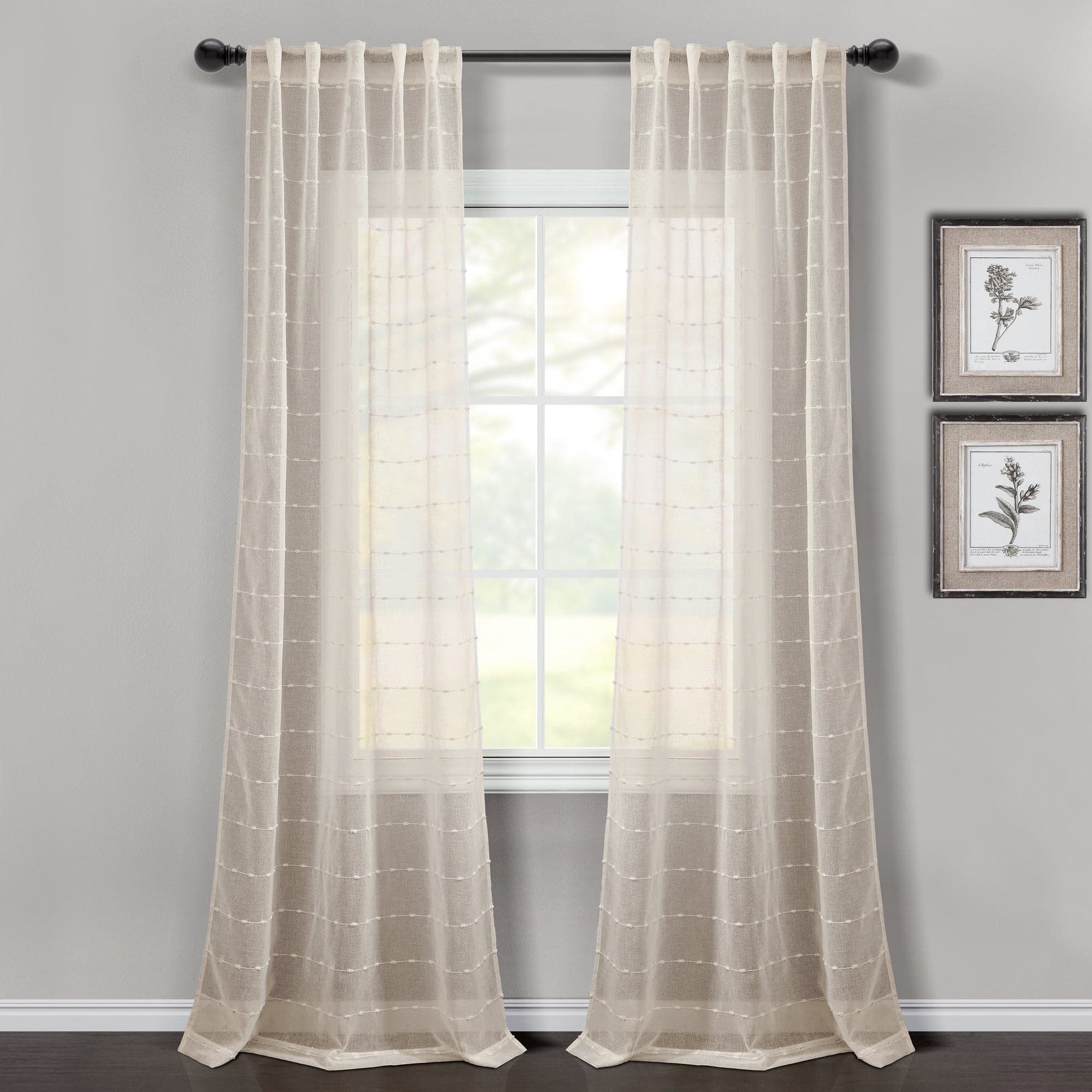 Farmhouse Style Textured Grommet Sheer Window Curtain Panels - Light Filtering Semi-Transparent Drapes for Living Room, Bedroom & Kitchen - Set of 2 Panels (84 Inches Long)