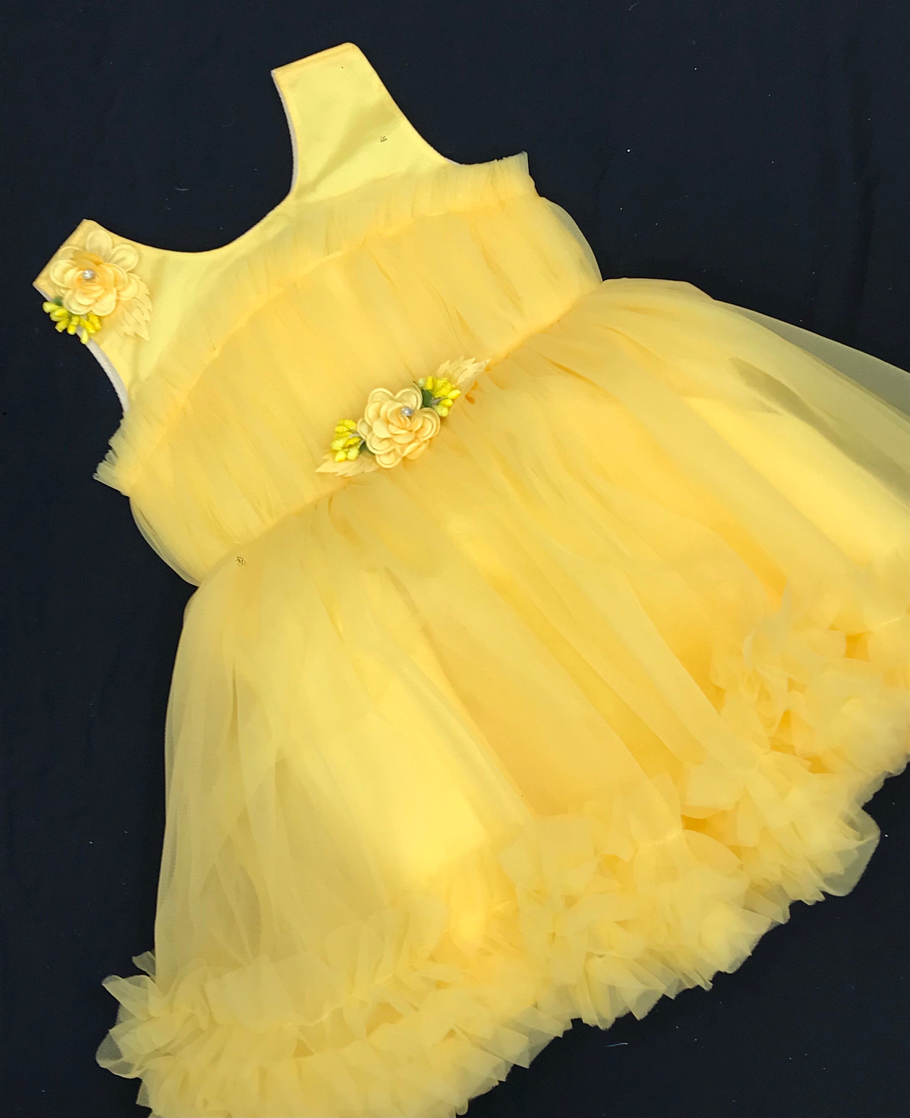 Stylish Yellow Net Frock for Kids - Perfect for Birthday Parties, Special Occasions & Photo Shoots
