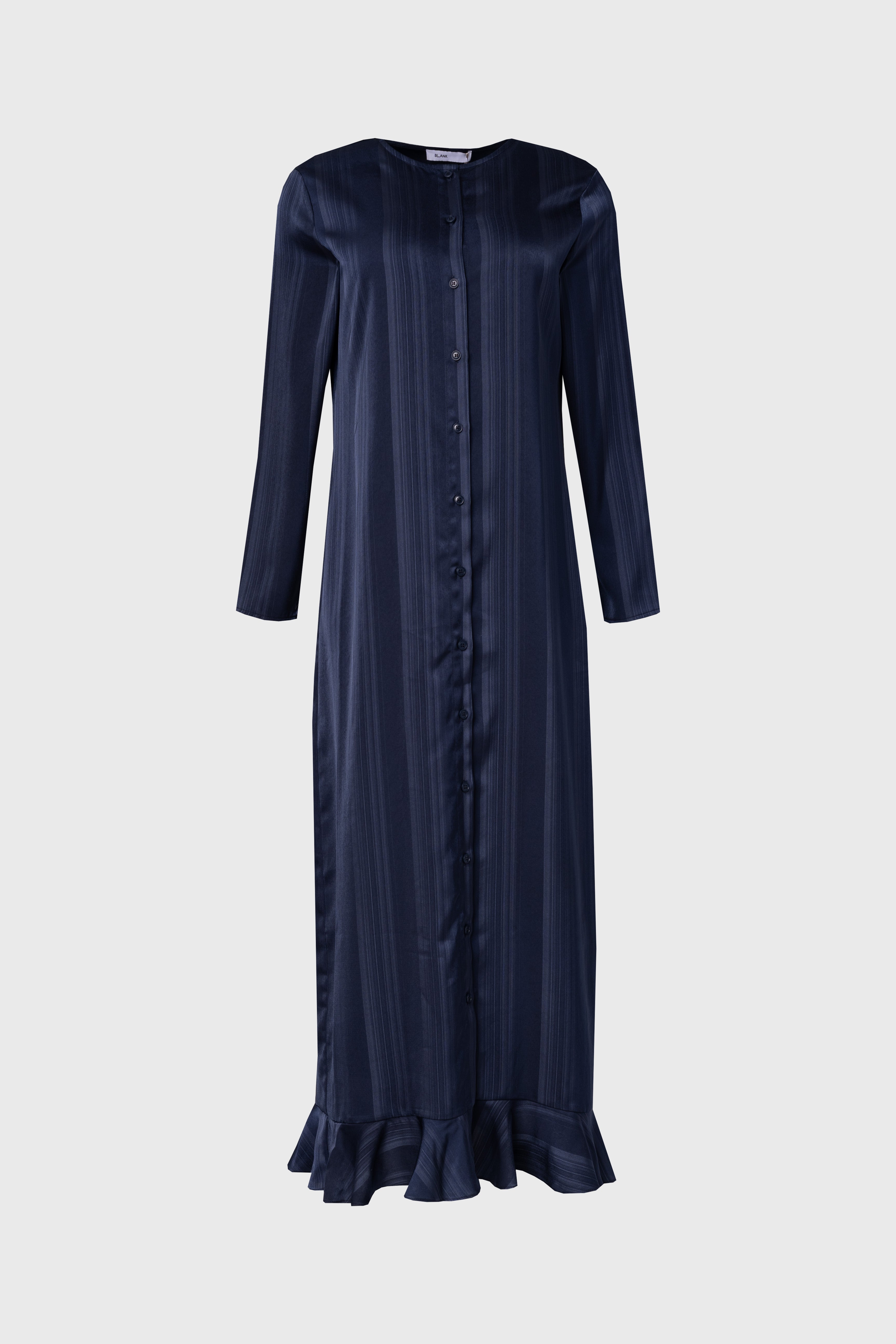 Navy Striped Button Down Maxi Dress for Women - Flowy Long Sleeve Beach Cover Up & Casual Summer Dress