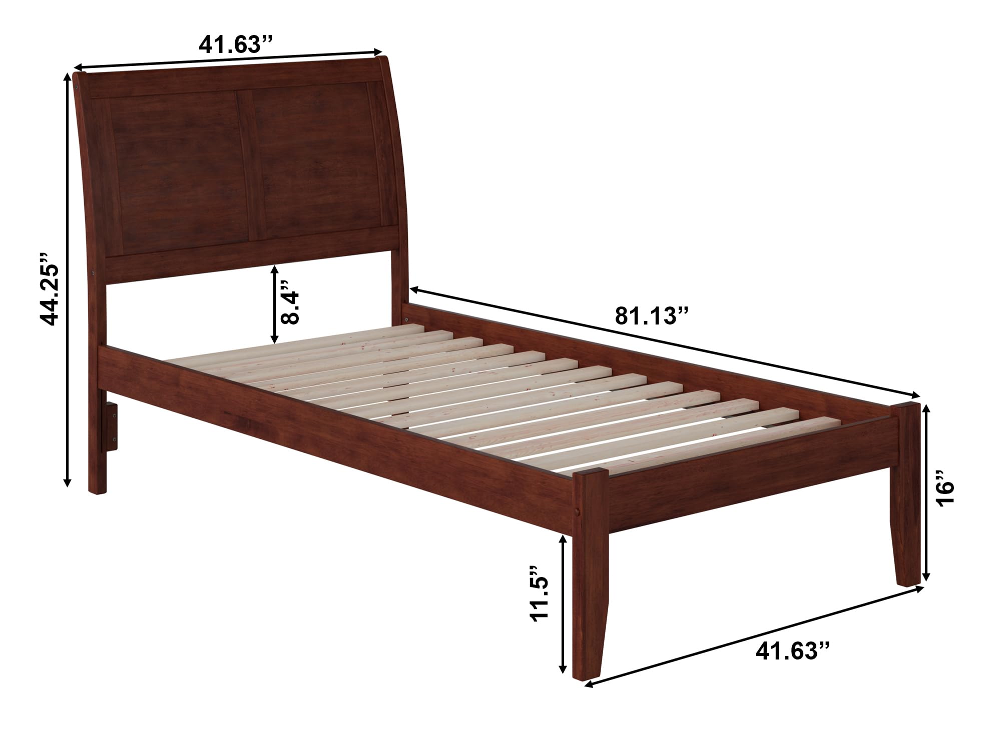 AFI Portland Twin Platform Bed with USB Charger - Solid Walnut Wood Frame, Modern Minimalist Design for Small Spaces - Perfect for Kids Rooms, Guest Bedrooms & Studio Apartments