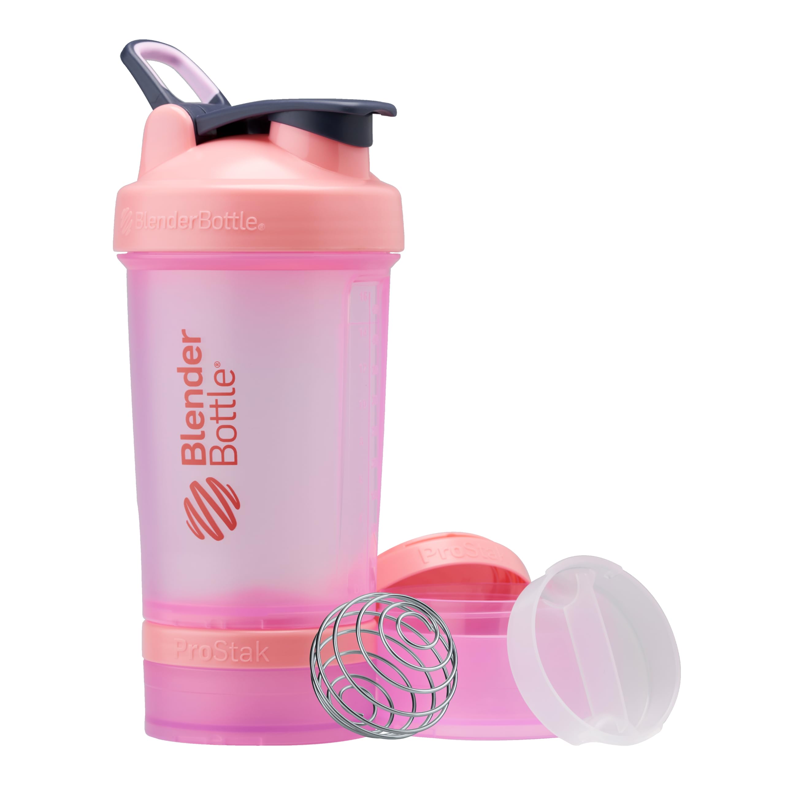BlenderBottle Classic V2 ProStak Shaker Bottle with Pill Organizer - 22oz Protein Powder Mixer & Storage Container for Gym, Workout & Travel - Pink