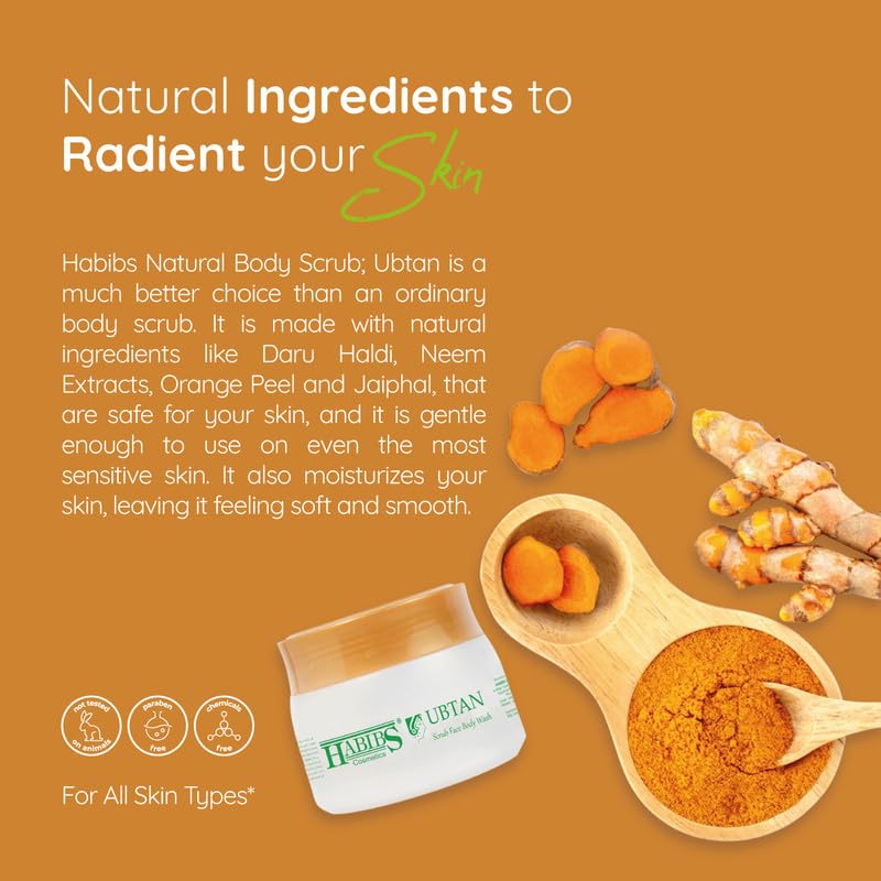 Habibs Bridal Ubtan Powder - Skin Brightening & Tan Removal with Multani Mitti, Almond, Turmeric & Rose Petals (600g) | Natural Glow for Weddings, Festivals & Daily Skincare