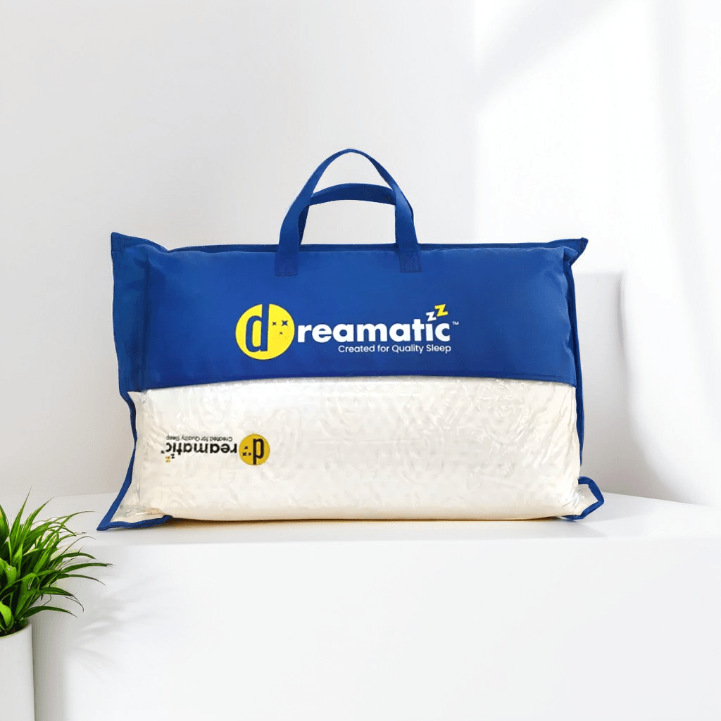 Dreamatic™ 100% Natural Latex Pillow for Side Sleepers - Hypoallergenic & Breathable Bed Pillow for Neck Pain Relief - Perfect for Back, Stomach & Side Sleepers - Ideal for Home, Hotel & Travel Use