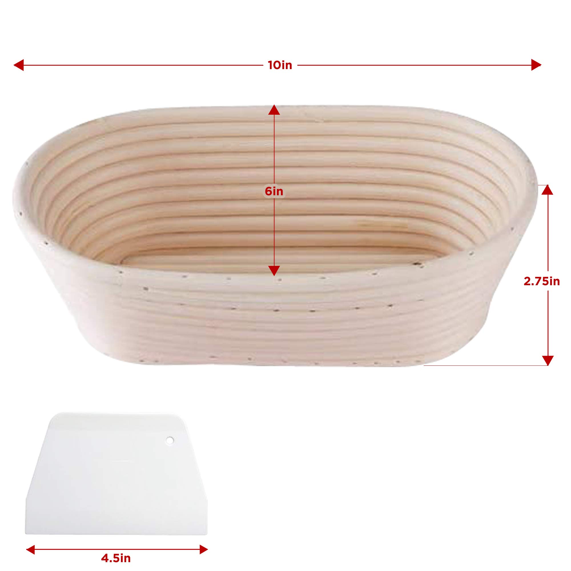2 Pack 10 Inch Oval Bread Proofing Basket for Sourdough Bread Baking - Banneton Dough Rising Basket with Linen Liner, Bread Lame with 5 Blades & Dough Scraper - Perfect for Artisan Bread Making at Home