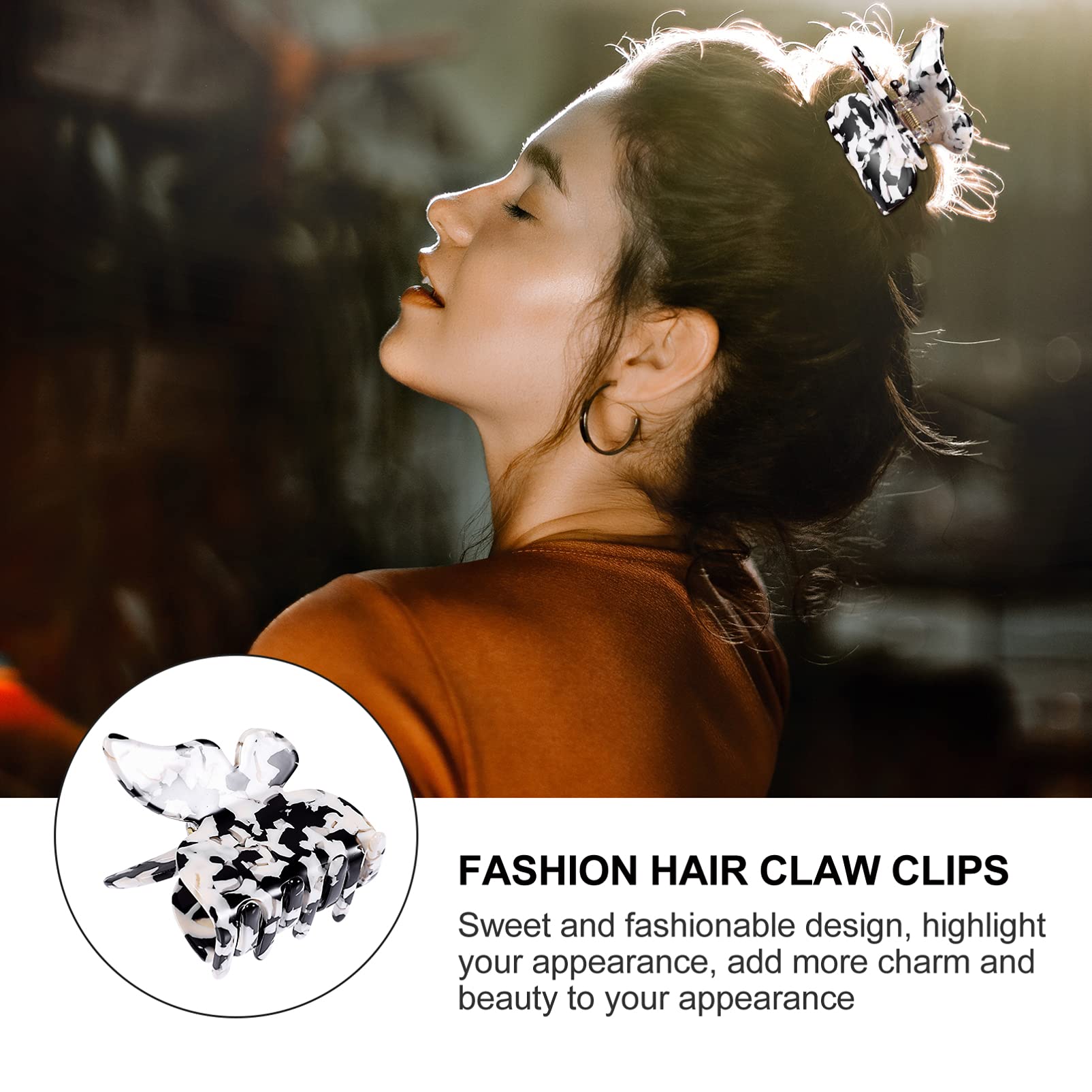 SOLUSTRE Cow Print Claw Hair Clips - French Style Barrettes for Women & Girls | Thin & Thick Hair Accessories | Perfect for School, Work & Party Hairstyles