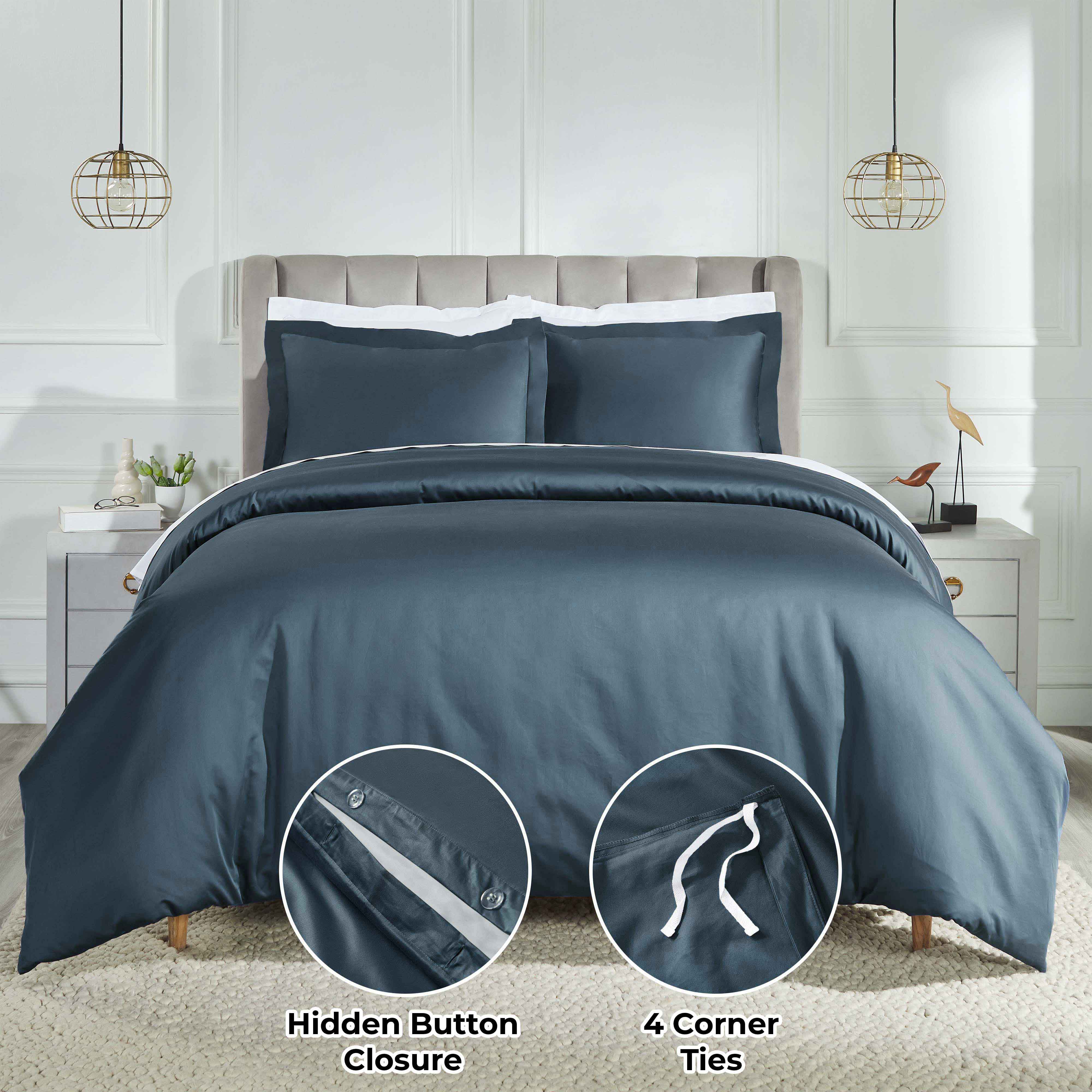Luxury 850 Thread Count 100% Cotton Duvet Cover Set - King Size, Soft & Breathable Bedding for Hotel-Like Comfort - Perfect for Master Bedrooms, Guest Rooms & Airbnb Stays