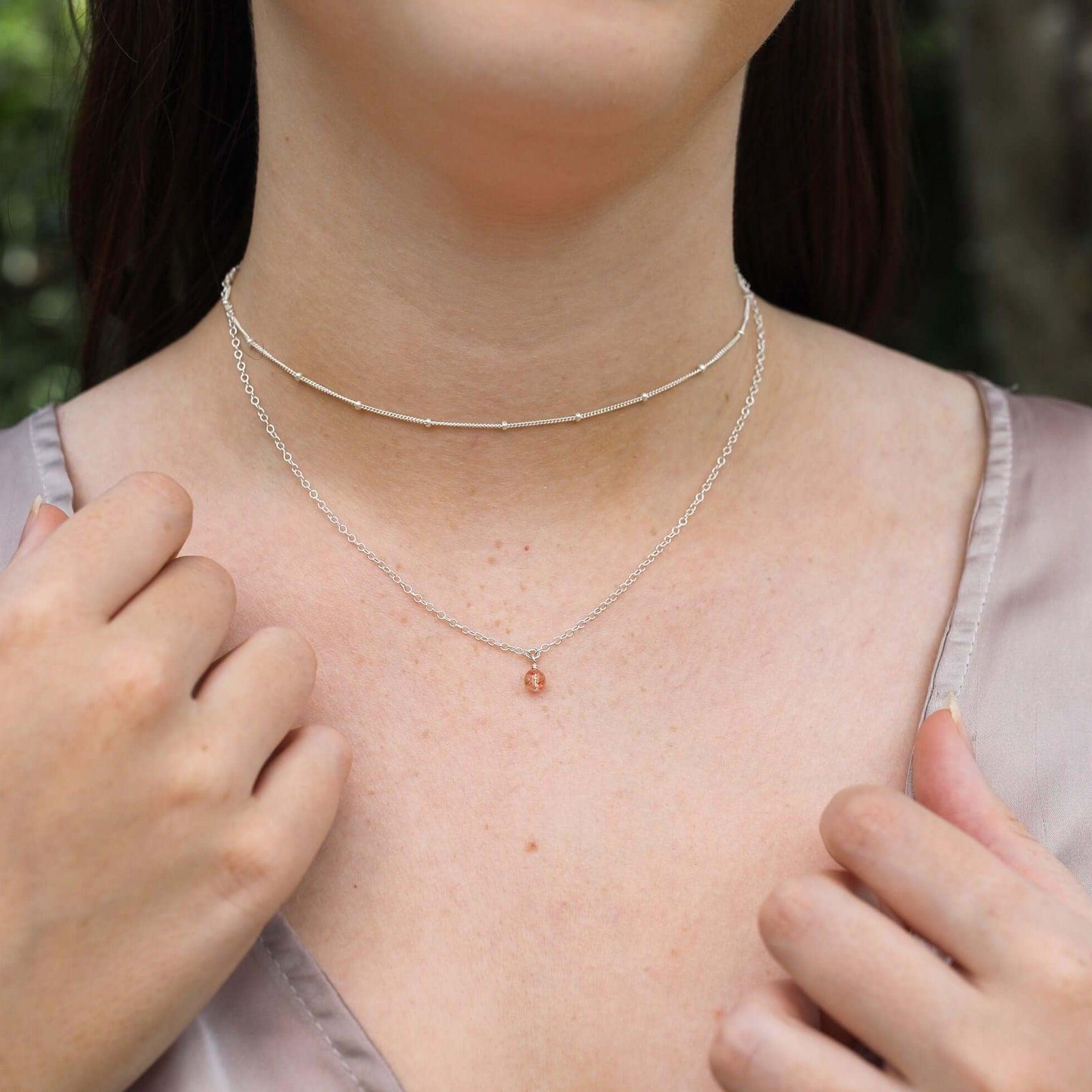 Sunstone Gemstone Layered Choker Necklace for Women - Elegant Bohemian Jewelry for Everyday Wear, Date Nights & Special Occasions