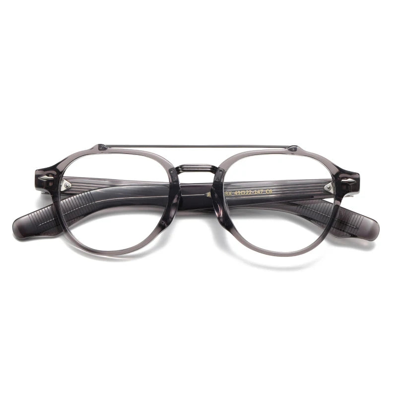Stylish Unisex Black Acetate Eyeglasses with Double Bridge - Oval Full Rim Frame 63468 | Perfect for Work, Reading & Fashion Accessories