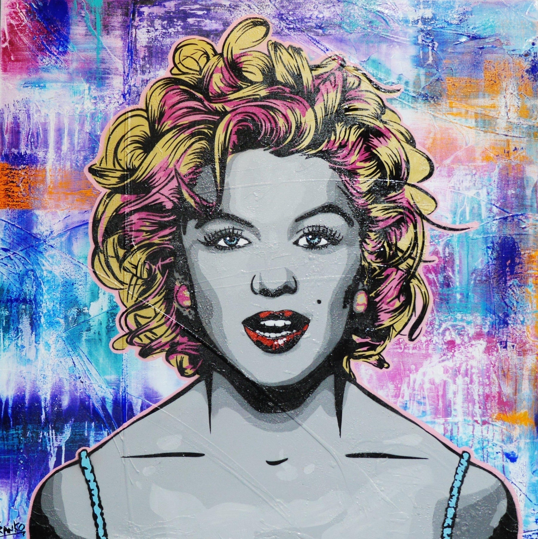 120cm x 120cm Marilyn Monroe Grunge Urban Pop Art Canvas Painting - Wall Decor for Living Room, Bedroom & Office
