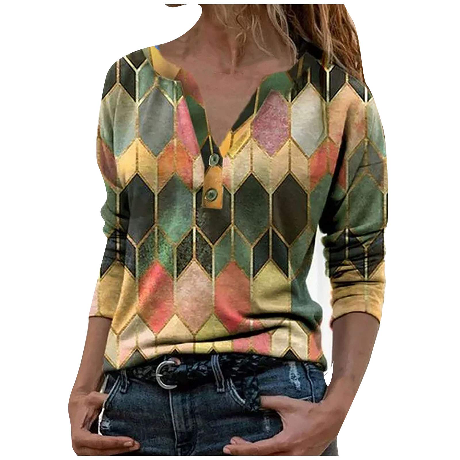 Women's Casual Long Sleeve V-Neck Tunic Tops for Fall & Spring 2024 | Comfortable Blouse for Work, Date Night & Everyday Wear