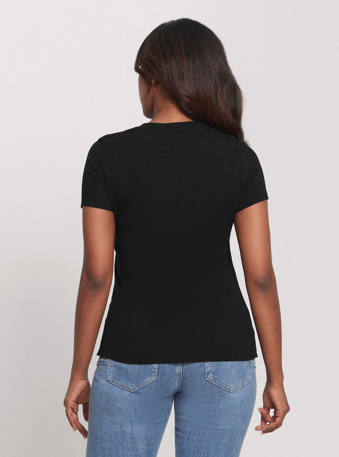 Eco-Friendly Black Sequin Logo T-Shirt for Women - Sustainable Fashion for Casual Wear & Parties