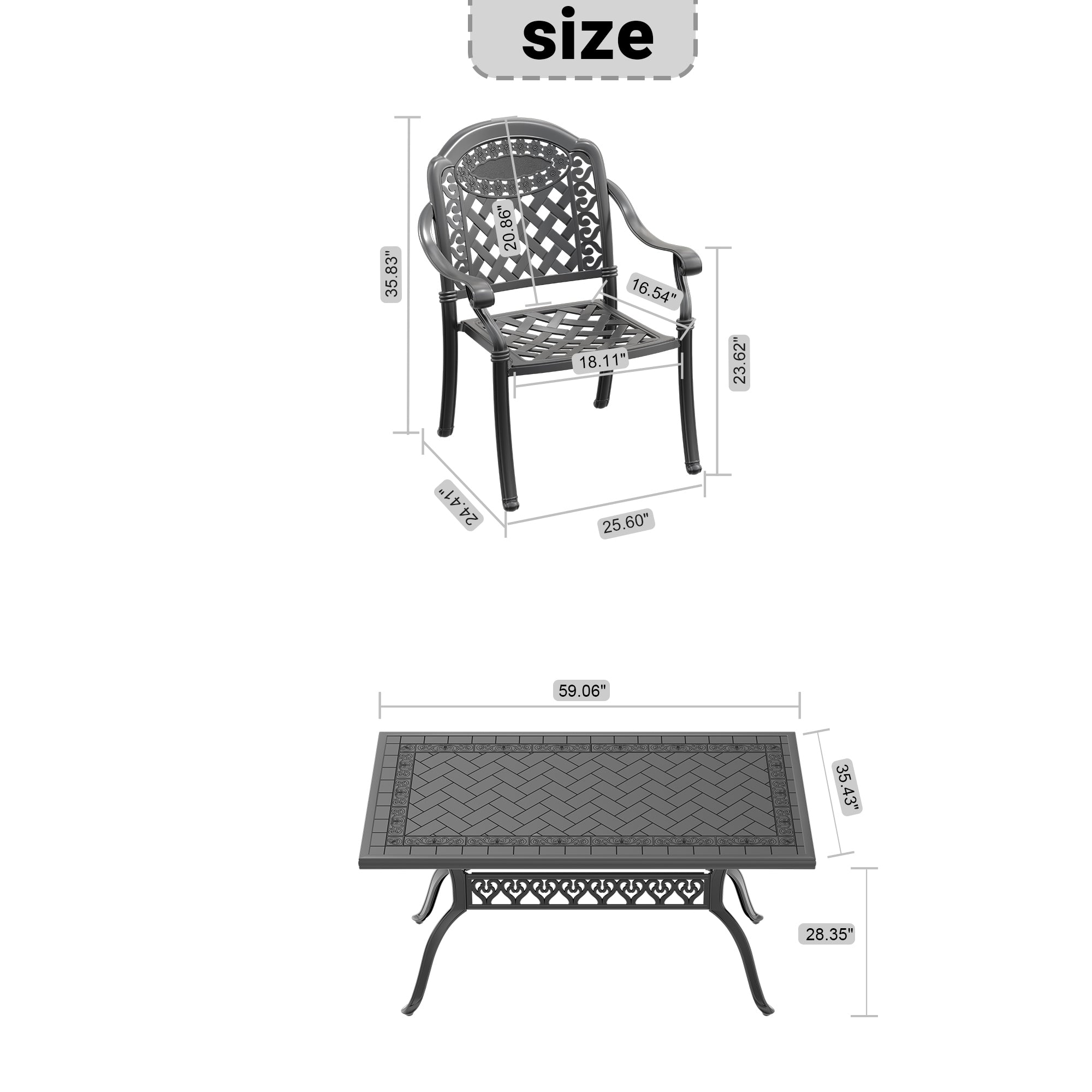 7-Piece Cast Aluminum Patio Furniture Set with Cushions - Outdoor Dining & Lounge Chairs in Random Colors - Perfect for Garden, Poolside & Backyard Relaxation