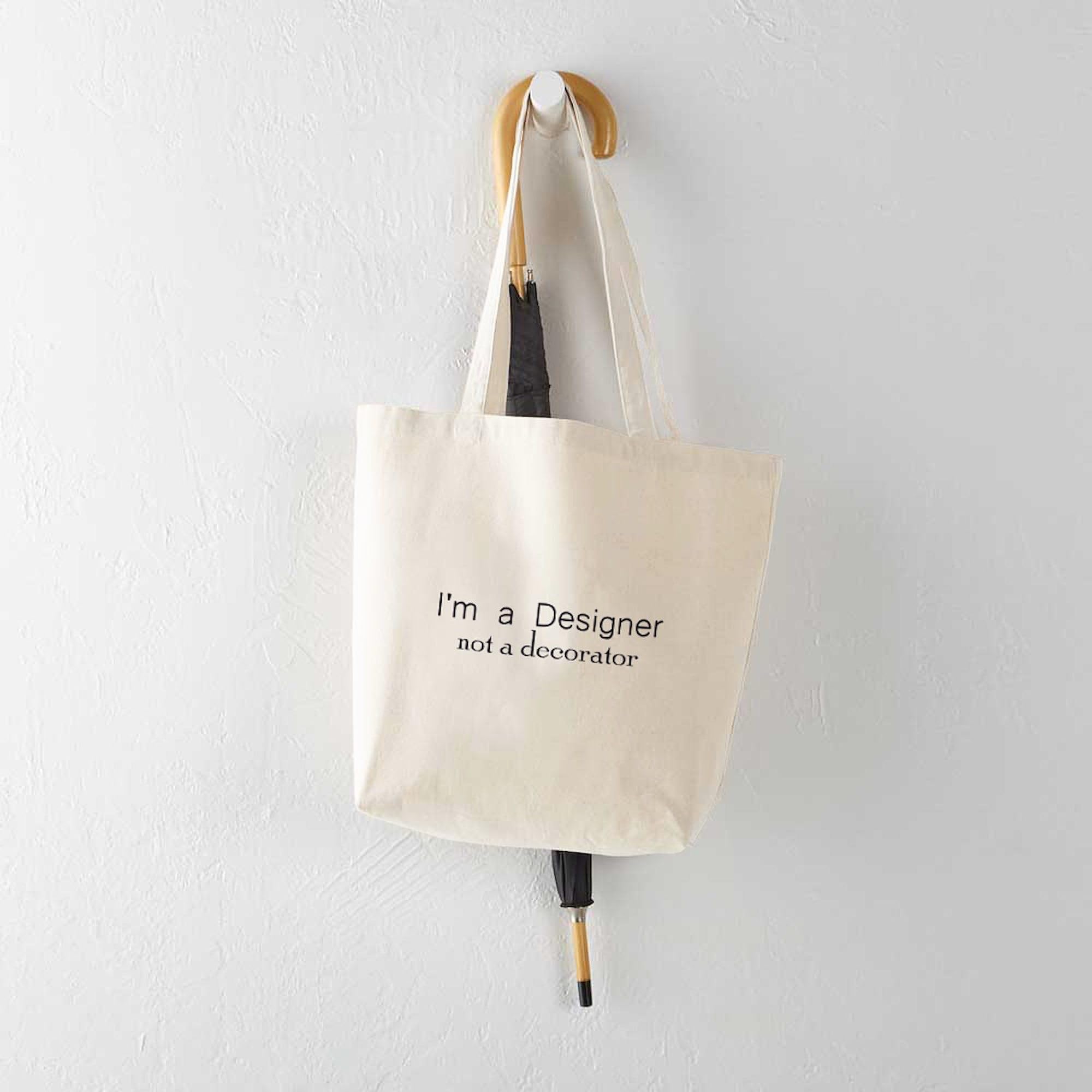 Designer Not A Decorator Tote Bag - Natural Canvas Reusable Shopping Bag for Groceries, Beach & Work | Eco-Friendly Cotton Tote with Long Handles