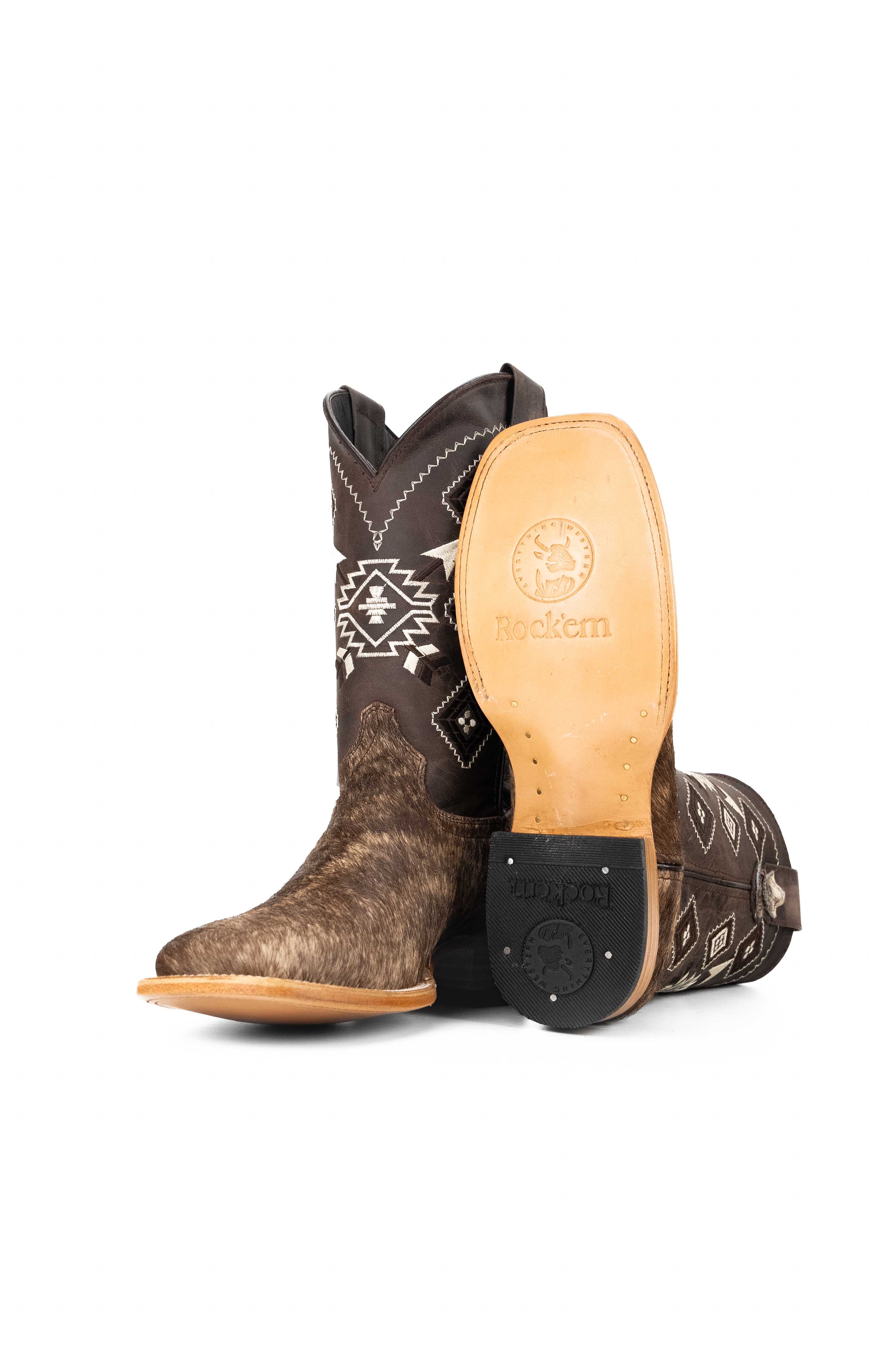 Authentic Men's Cowhide Square Toe Cowboy Boots - Size 9 Western Boots for Country Dancing, Rodeo & Casual Wear - Durable Leather Work Boots for Men