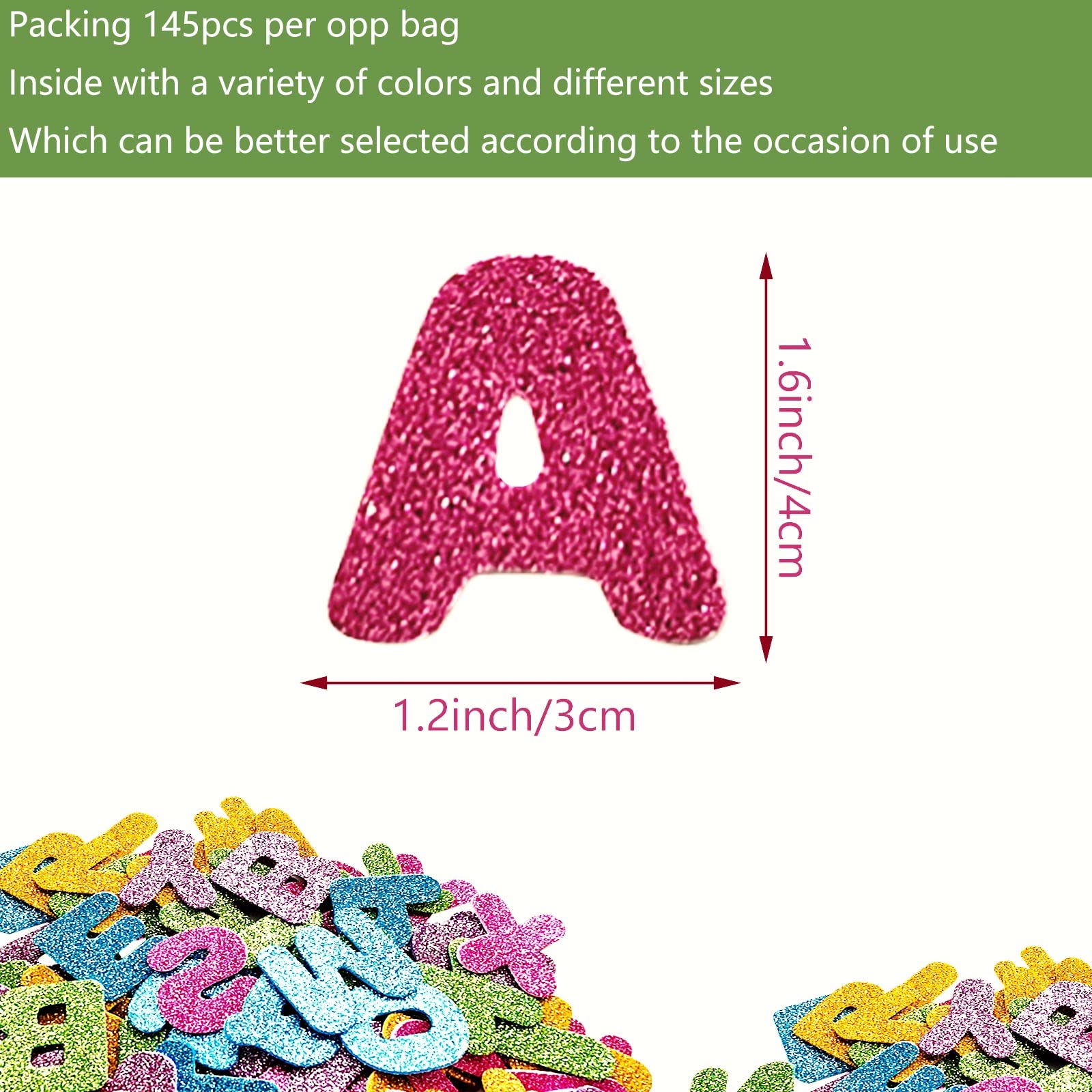 Jtnohx 140 Pcs Glitter Foam Letter Stickers for Kids Crafts - 1.57