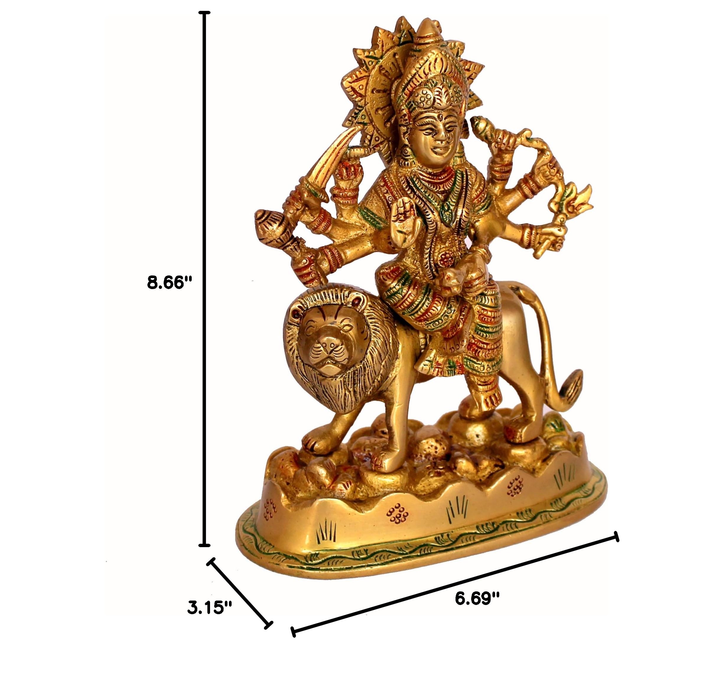 eSplanade Brass Maa Durga Statue - 6.5 Inch Hindu Goddess Idol for Home Mandir Pooja & Spiritual Decor - Perfect for Diwali, Navratri & Daily Worship