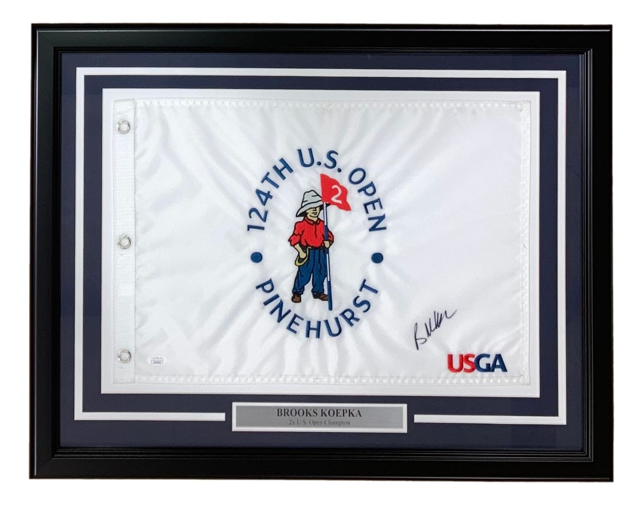 Brooks Koepka Signed Framed 124th PGA US Open Golf Flag with JSA COA - Authentic Memorabilia for Golf Fans & Collectors - Perfect for Man Cave, Sports Bar, or Office Decor