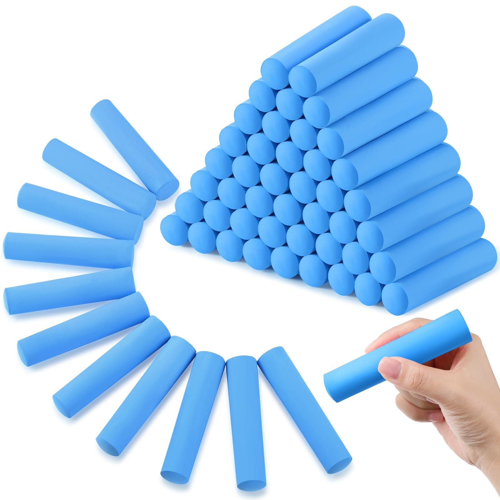 Fulmoon 80 Pcs Jumbo Sidewalk Chalk Bulk - Large Outdoor Washable Chalk for Kids, Toddlers & Adults - Non-Toxic Art Drawing & Painting Supplies - Perfect for Street Art, Classroom Activities & Christmas Gifts (Blue)