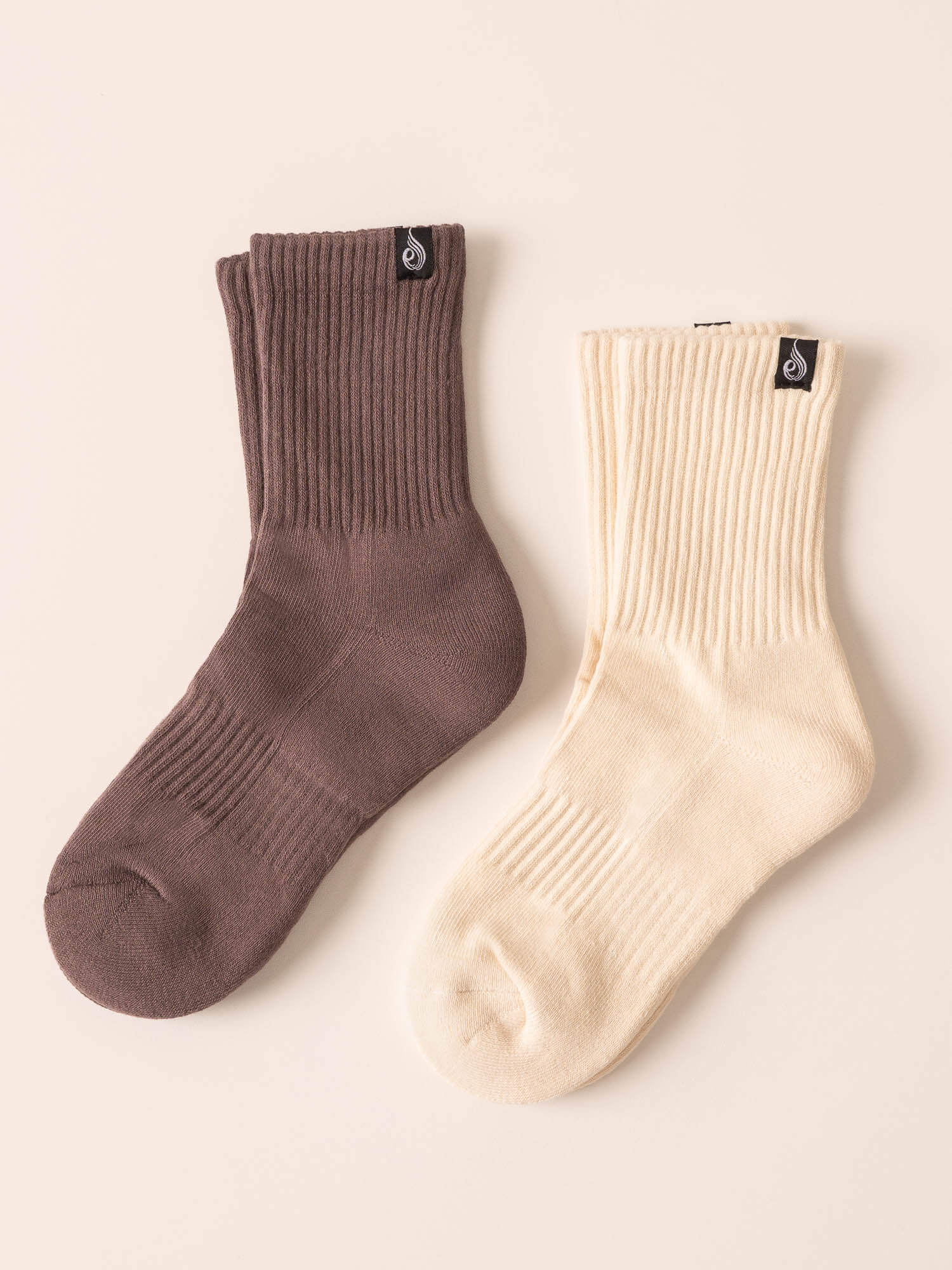 Premium Cotton Crew Socks for Men & Women - Soft Vanilla/Taupe Casual Socks - Perfect for Work, Gym & Everyday Comfort