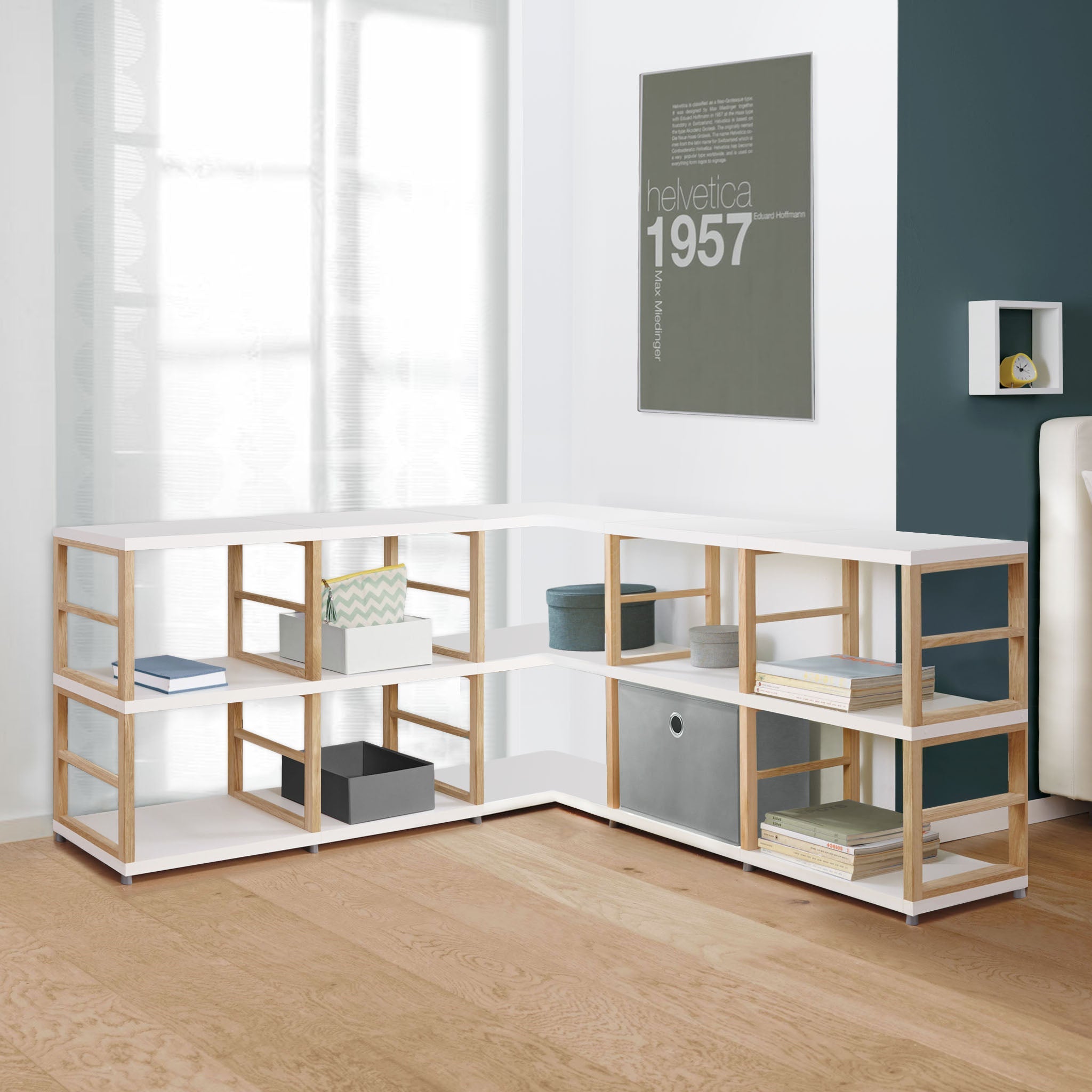 MAXX Modern 4x5 Corner Shelving Unit - Stylish Storage Solution for Living Room, Bedroom & Office Organization