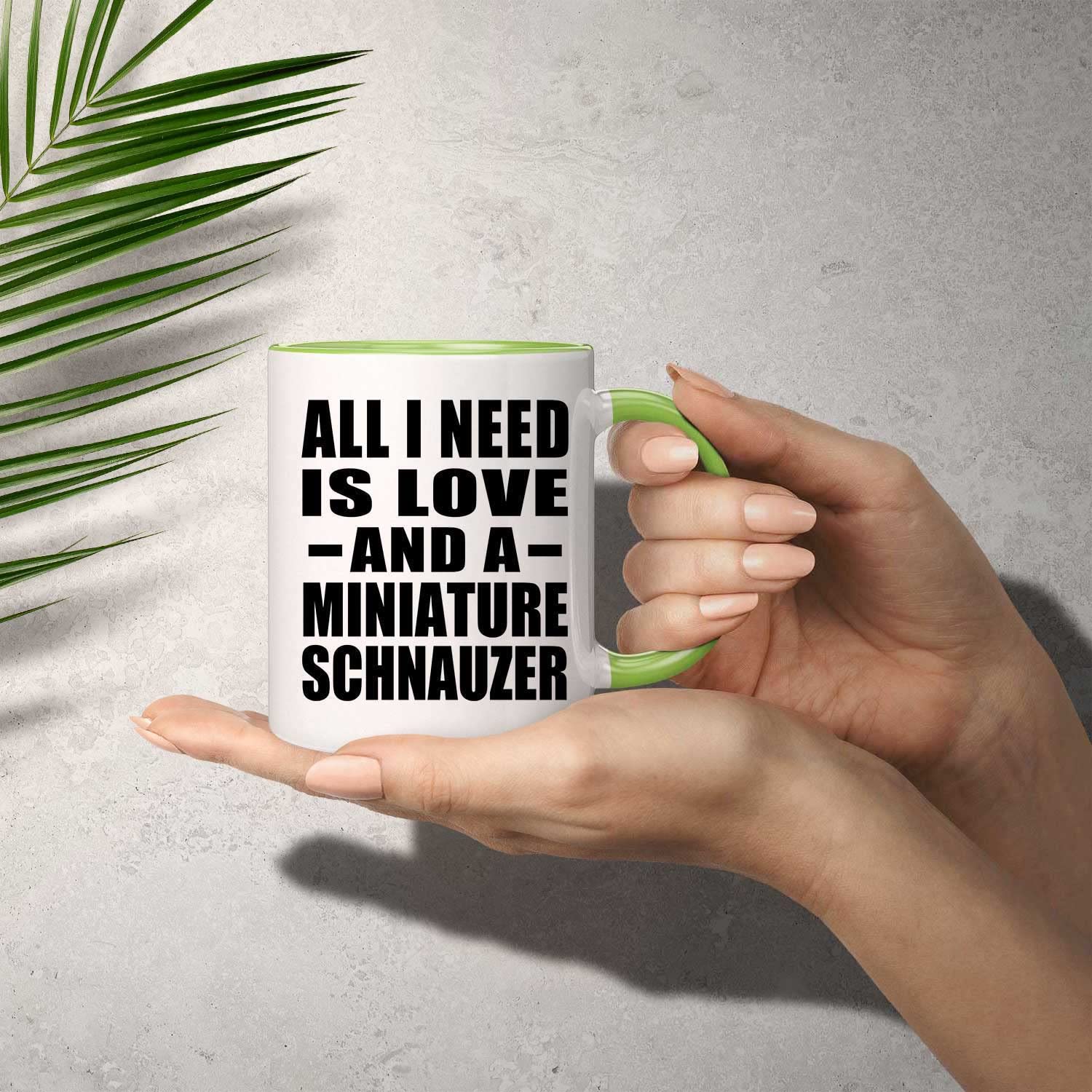11oz Green Ceramic Coffee Mug with Handle - Miniature Schnauzer Dog Lover Gift for Birthday, Anniversary, Mother's Day, Father's Day - Perfect for Tea, Coffee & Home Office Use