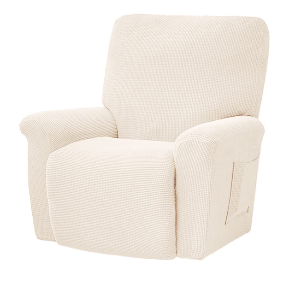 Beavorty Universal Elastic Chair Cover - 1PC White Polyester Sofa Protector for Recliner, Massage Chair & Bed - Soft Stretchable Furniture Slipcover for Home, Office & Salon Use