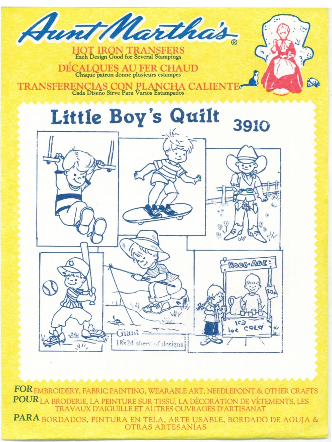 Boys' Quilt Hot Iron Embroidery Transfer - Easy DIY Embroidery Patterns for Kids' Blankets & Bedding Decor
