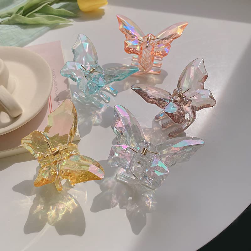 Butterfly Hair Clips for Women - 5 Pack Non-Slip Strong Hair Claws for Thick or Thin Hair - Fashion Hair Accessories for Girls & Women - Perfect for School, Work, Parties and Everyday Use