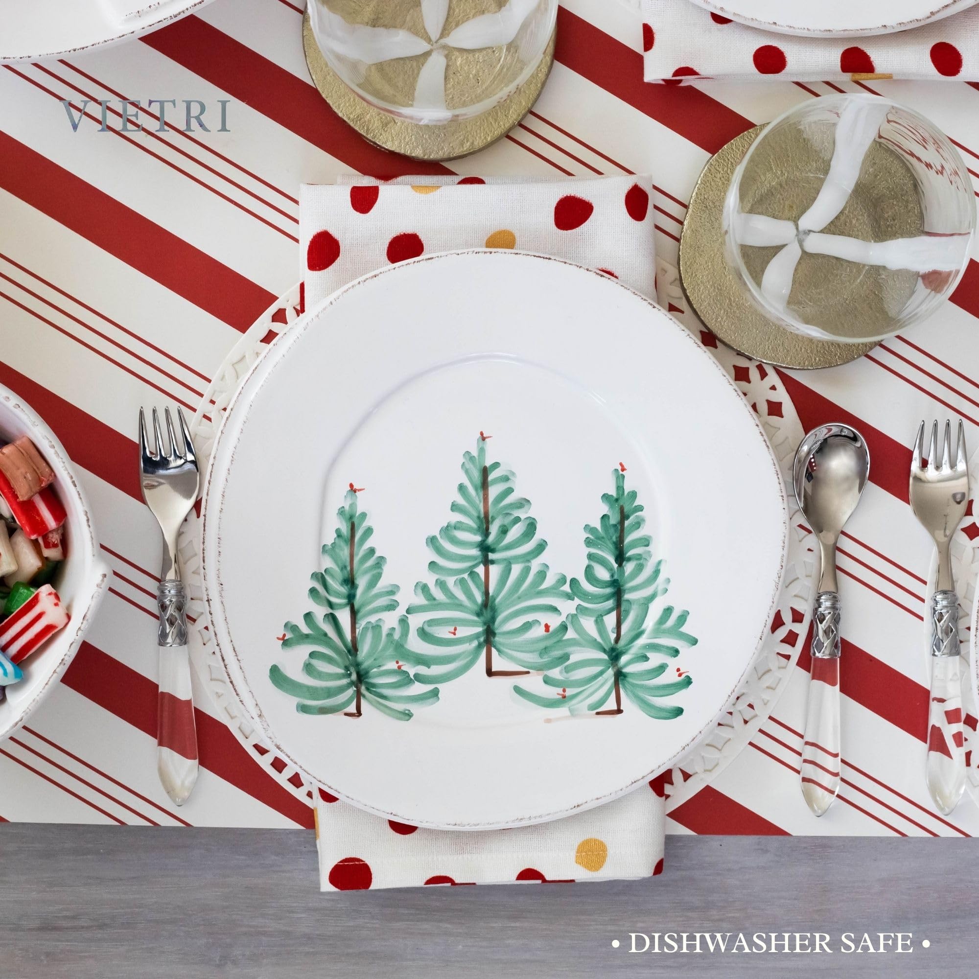 Vietri Melamine Holiday Green Unbreakable Salad Plate - 8.75