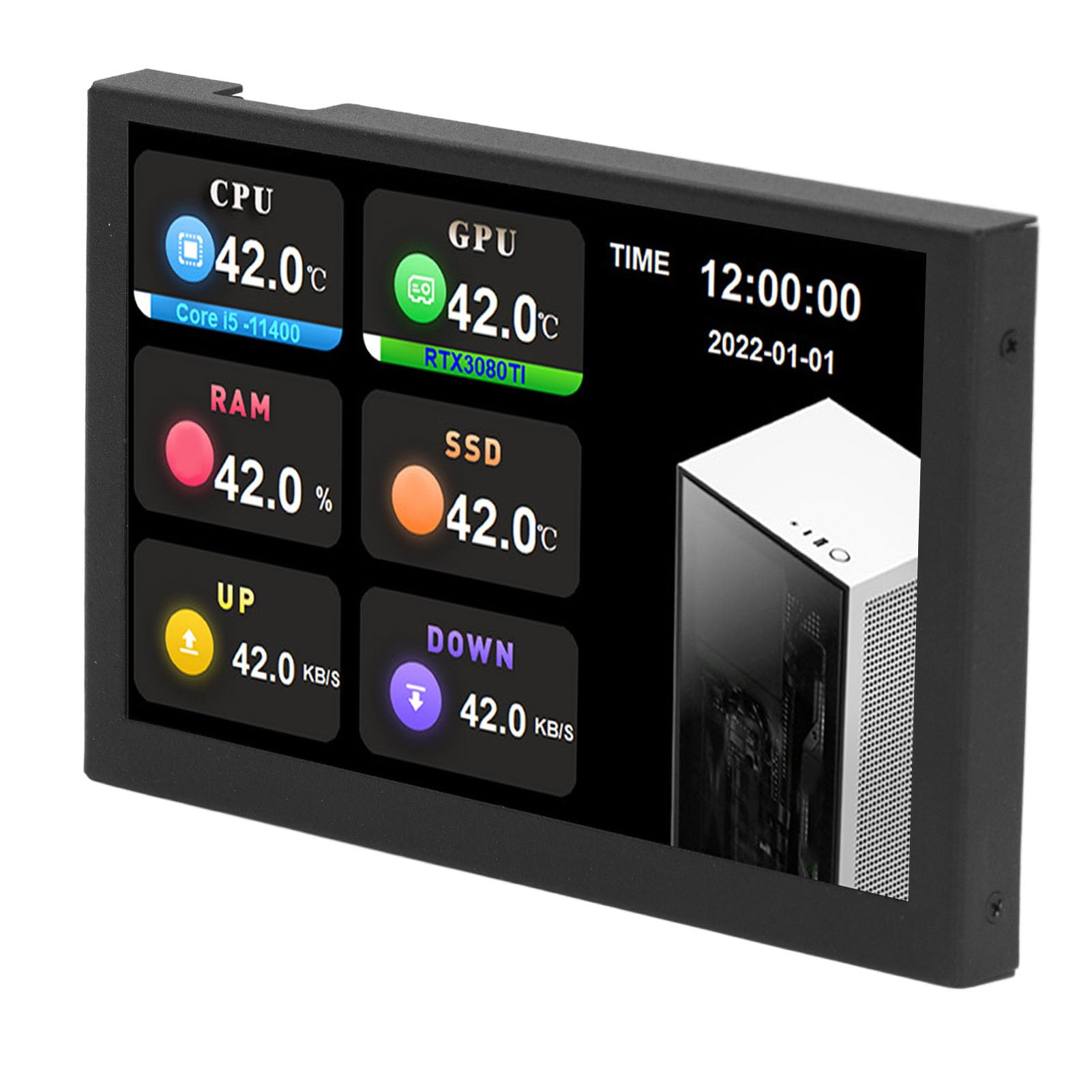 Fockety 5 Inch IPS USB Mini Screen - AIDA64 PC CPU RAM HDD Data Monitor with 800x480 Resolution | Real-Time Computer Temperature Display & Sensor Panel | Perfect Secondary Screen for PC Case, Gaming Rigs, and Workstations