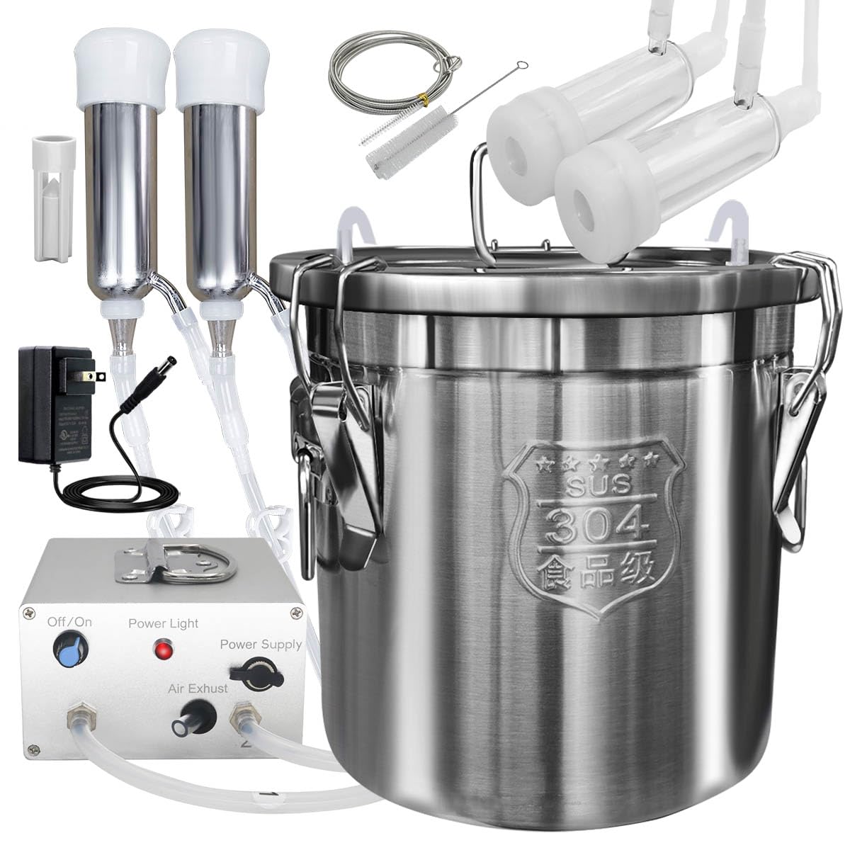 12L Cow Milking Machine with Goat Milking Teat Cup Replacement - Classic Model with Tube Included | Ideal for Dairy Farms, Homesteads & Small-Scale Milk Production