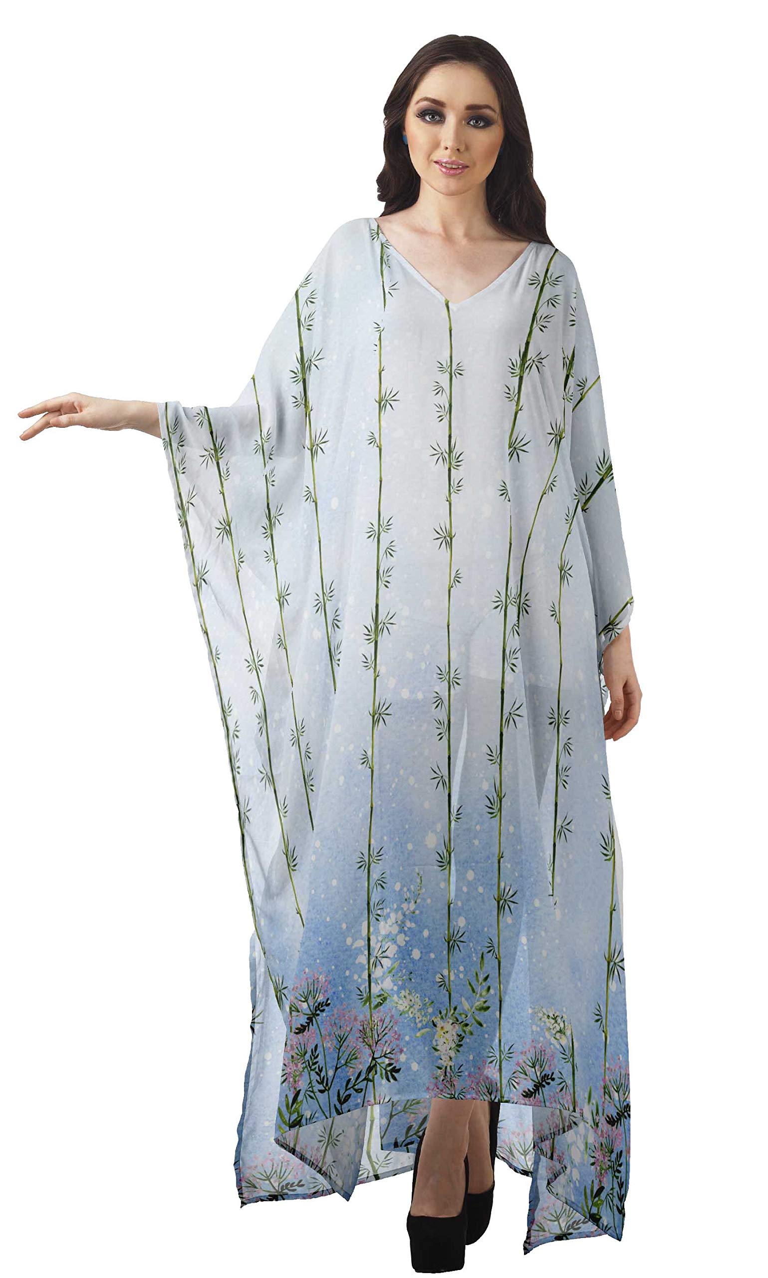 Moomaya Women's Sheer Turkish Kaftan Beach Cover Up Dress - Lightweight Swimwear Coverup for Pool, Beach & Vacation