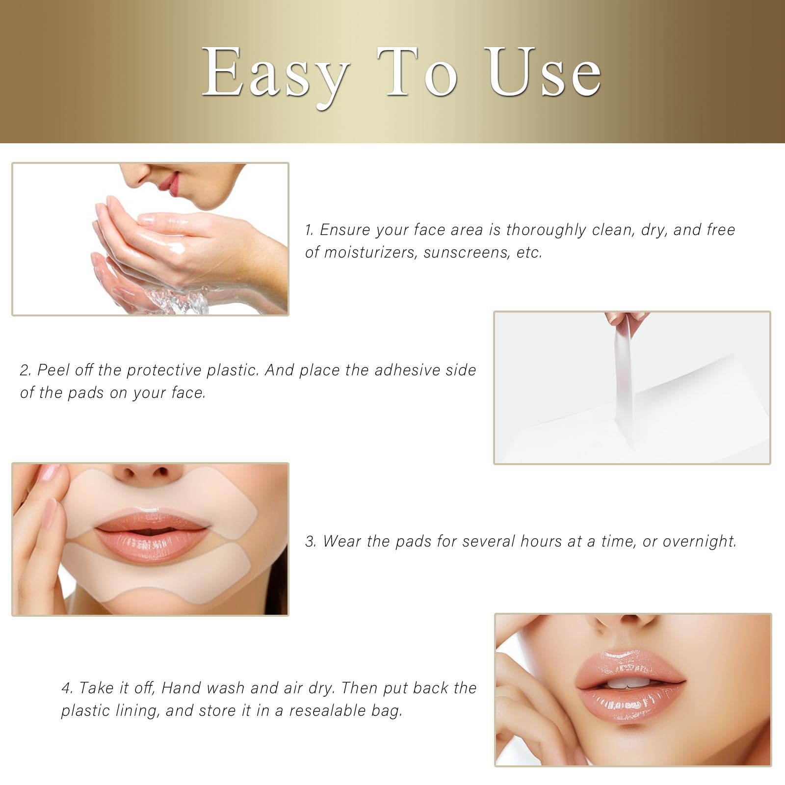 Best Upper Lip Wrinkle Treatment - Anti Wrinkle Patches for Overnight Use | Smooth Smile Lines & Reduce Lip Wrinkles | Perfect for Nighttime Skincare Routine & Anti-Aging Care