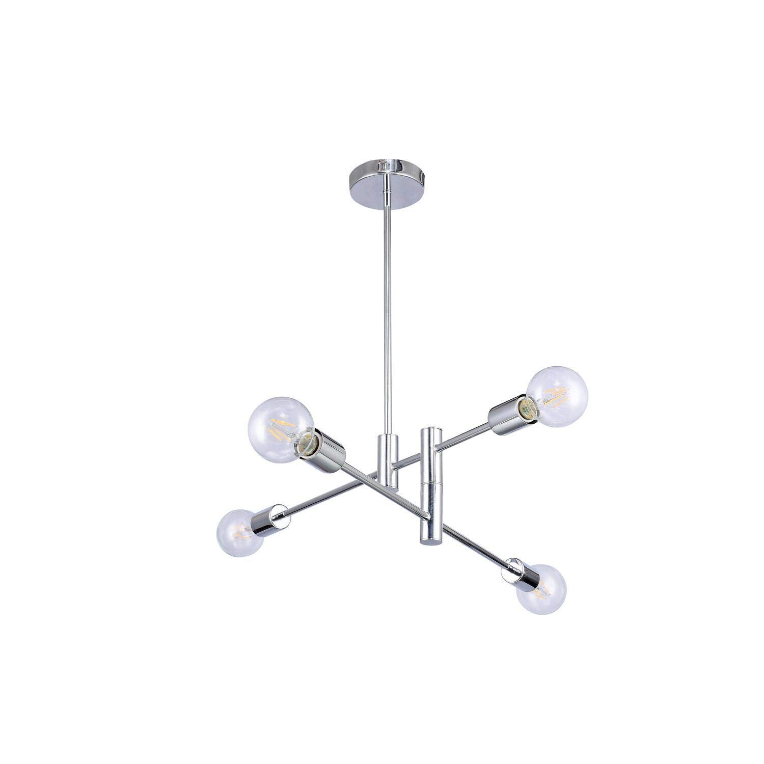 TR76C30CH 4-Light Modern Ceiling Fixture in Chrome Finish - Perfect for Living Room, Bedroom, or Dining Room Lighting