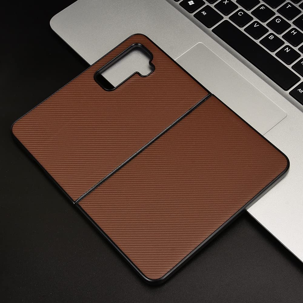 Premium Ultra-Thin Leather Flip Case for Microsoft Surface Duo 2 - Shockproof PC+PU Leather Folio Cover with Card Slot (Brown) | Perfect for Business Professionals & Travel Protection