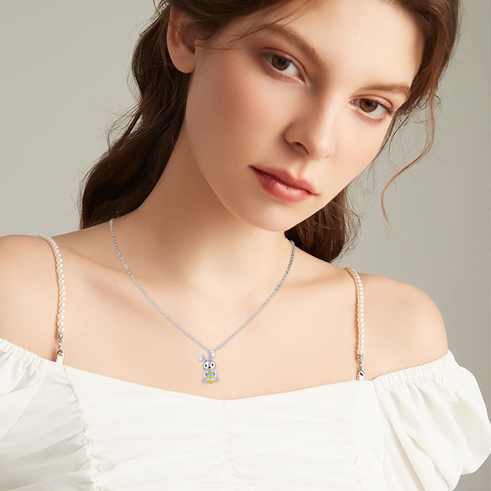 Sterling Silver Bunny Necklace for Women - Elegant Rabbit Pendant Jewelry, Easter Gift for Mom, Mother's Day Present | Perfect for Easter Celebrations, Spring Fashion Accessories, and Thoughtful Gift Giving