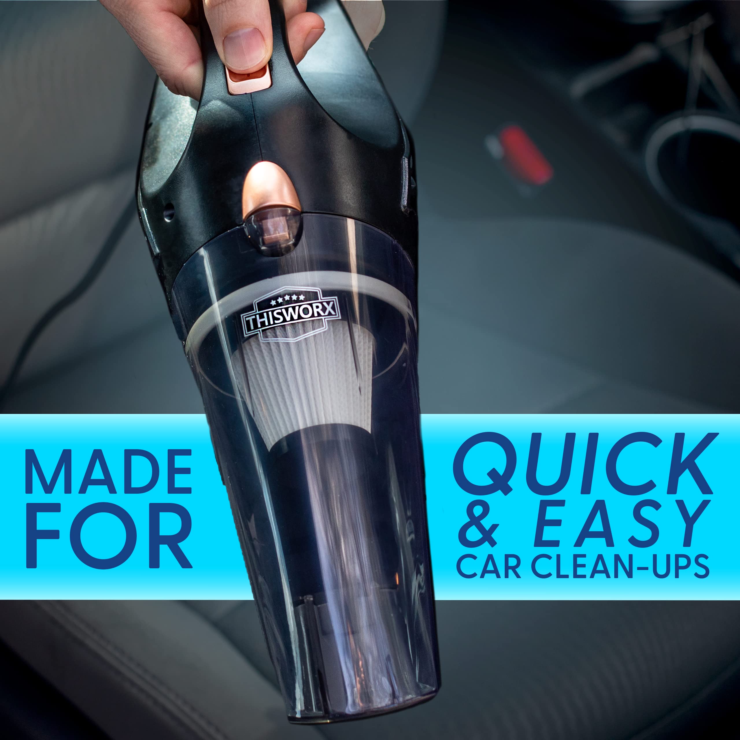 ThisWorx Portable Car Vacuum Cleaner with 16ft Cord & Attachments - Ideal for Cars, RVs, Boats & Travel