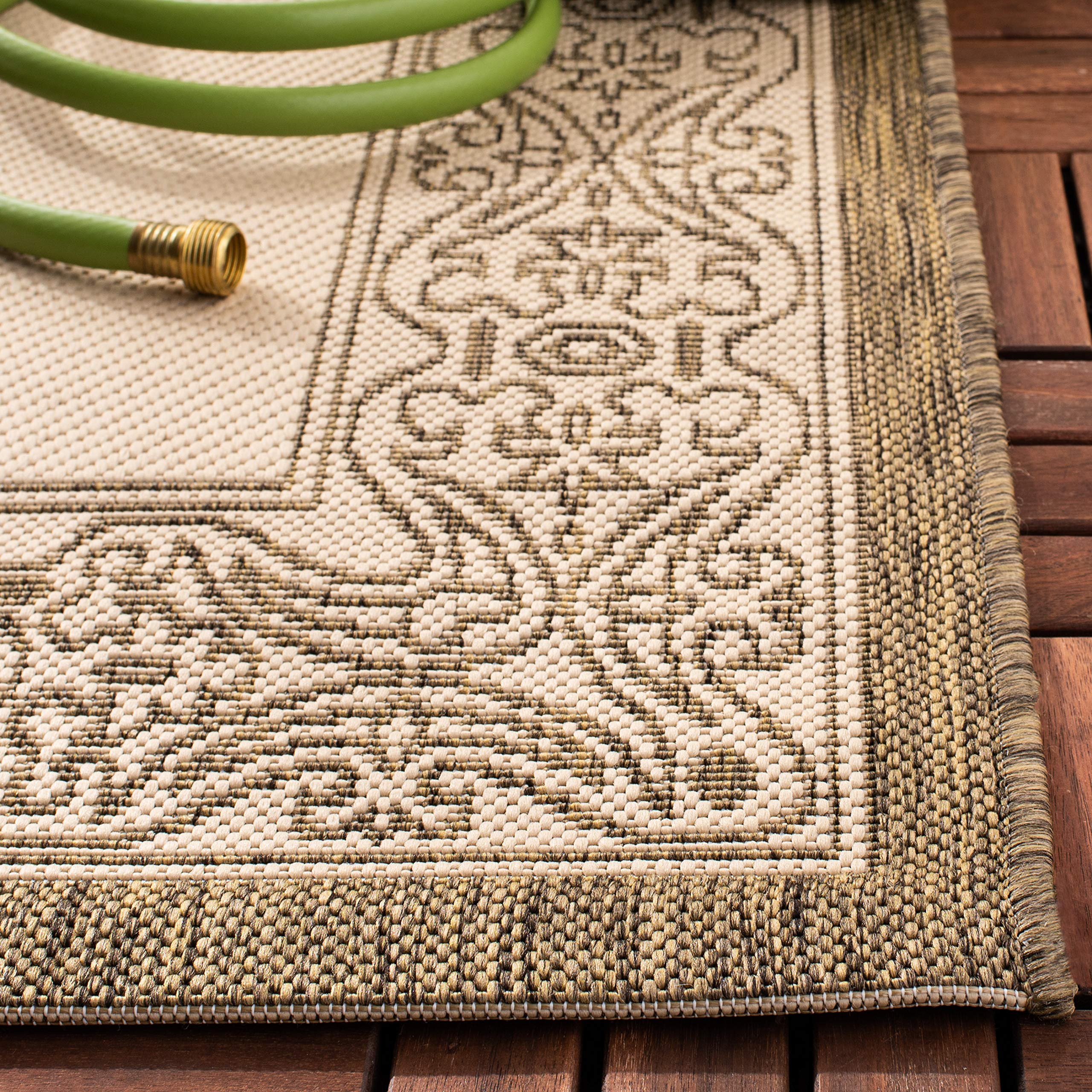 SAFAVIEH Courtyard Collection 8' x 11' Natural/Brown Indoor Outdoor Waterproof Rug - Easy Clean Area Carpet for Patio, Backyard, Mudroom & High Traffic Areas (CY2099)