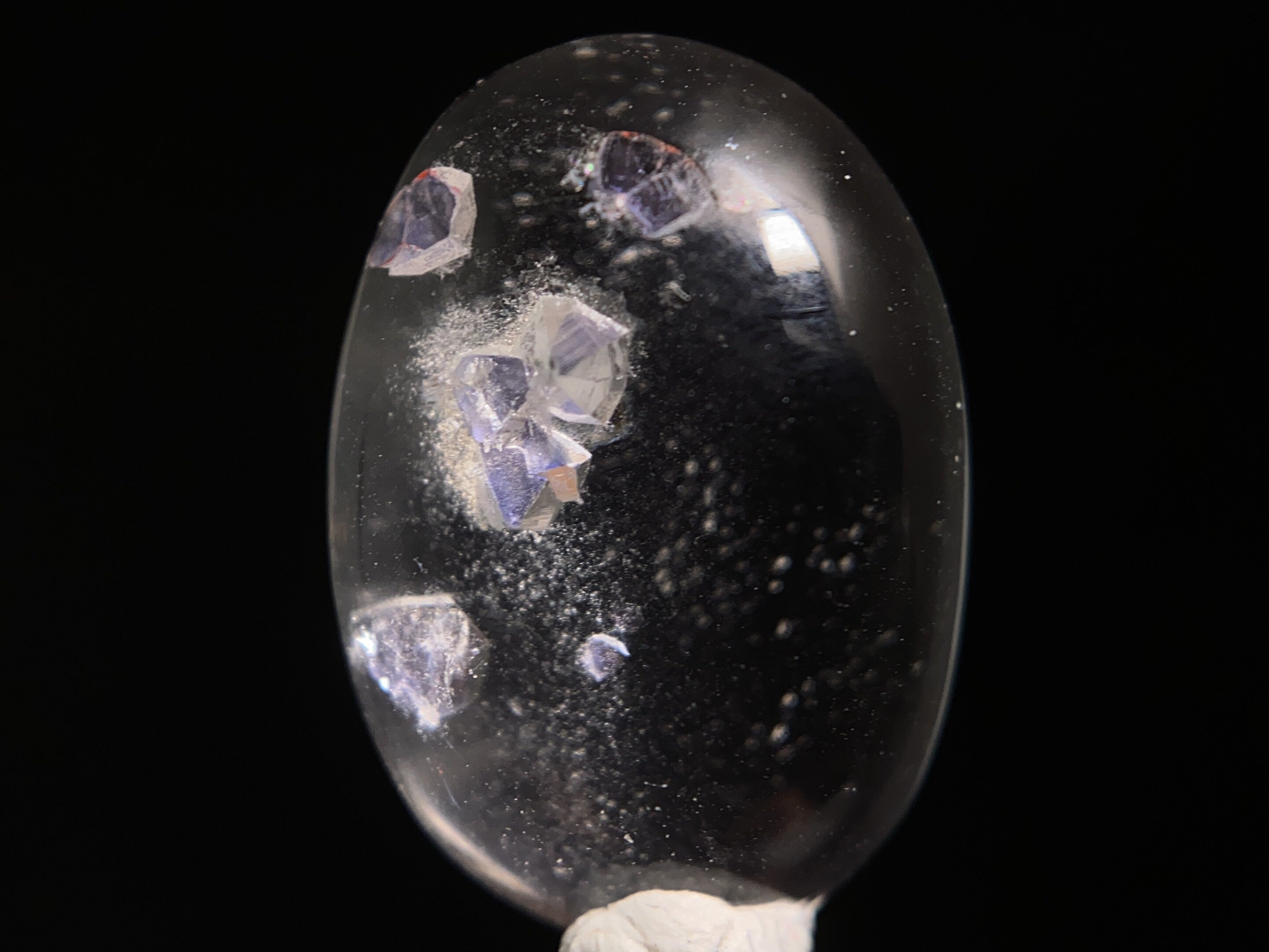 FLUORITE in Clear QUARTZ Crystal Cabochon - Rare Gemstone for Jewelry Making, Healing Crystals, DIY Crafts (47476) - Perfect for Pendants, Rings & Spiritual Healing