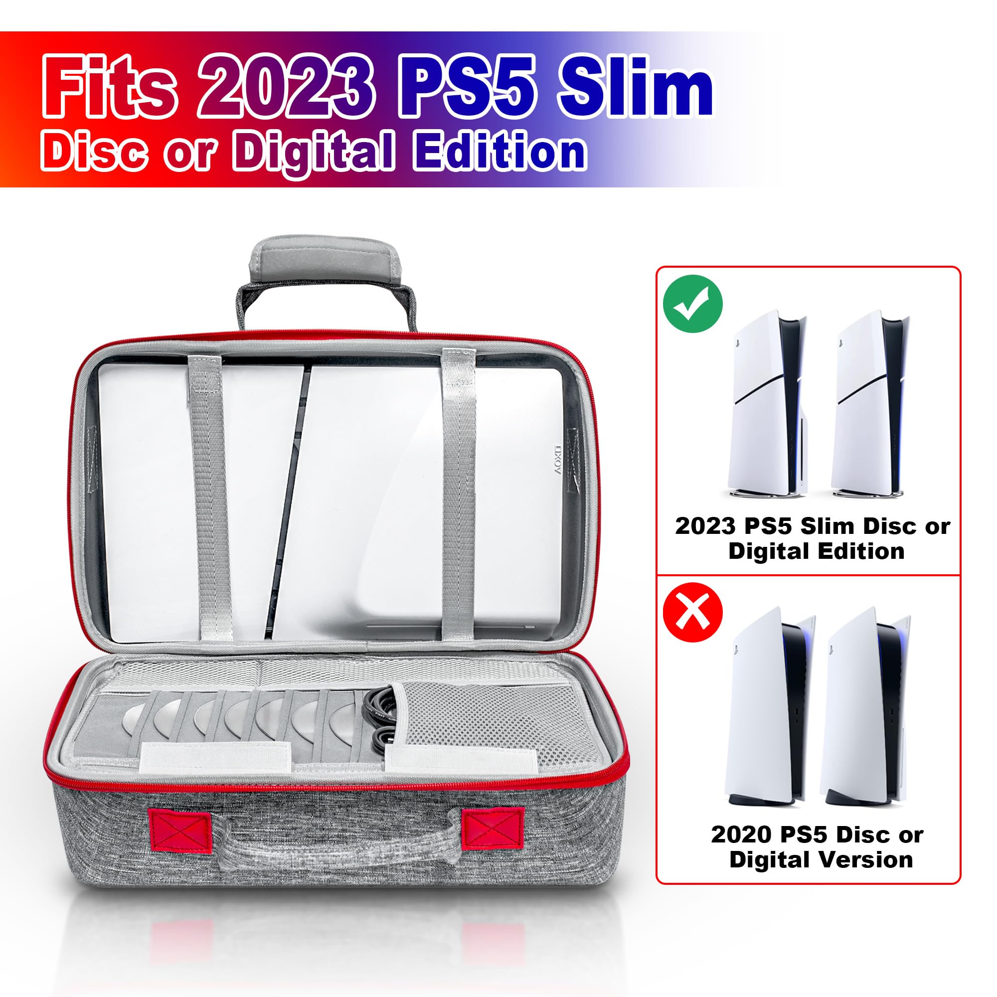 PS5 Slim Travel Case - Protective Carrying Bag for PS5 Slim Console, Controllers & Accessories - Durable & Lightweight for Gaming On-The-Go, Travel & Storage