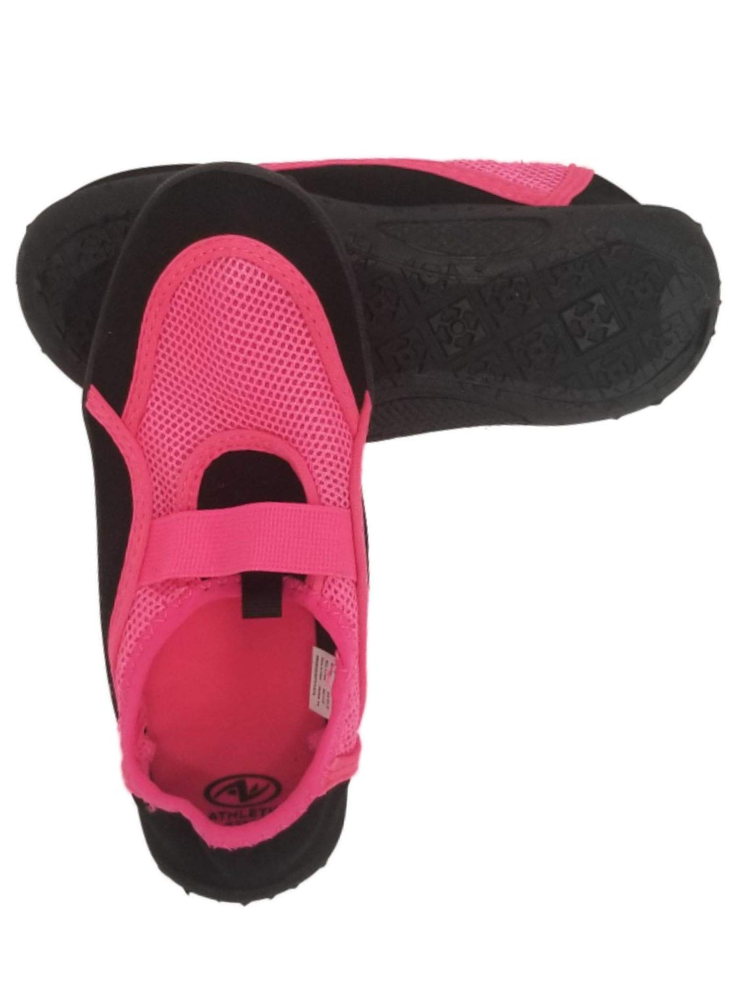 Athletic Works Girls Pink & Black Aqua Socks - Water Shoes for Beach, Pool & Outdoor Activities - Size 2-3 Toddler
