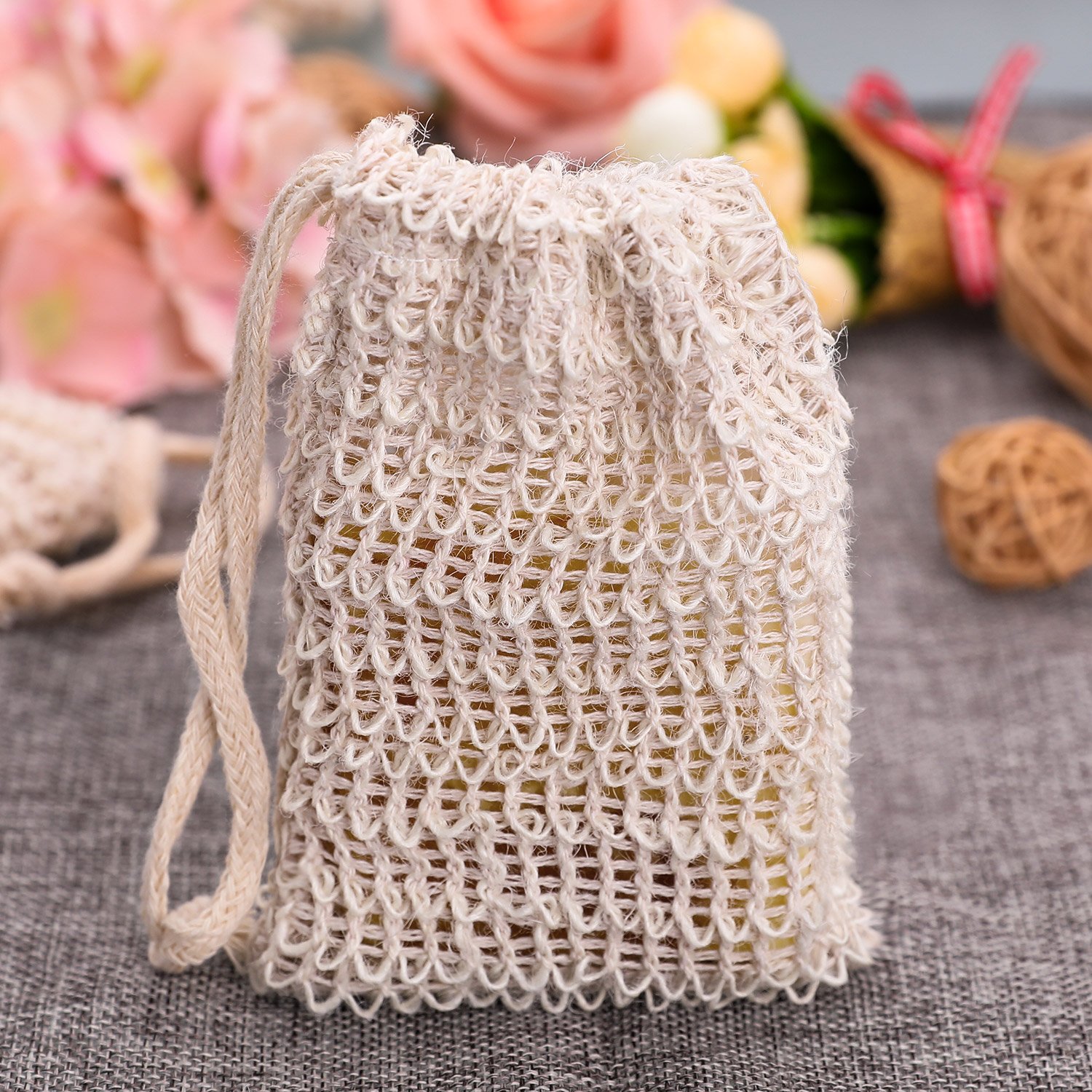 BBTO 10 Pack Natural Sisal Soap Bags - Exfoliating & Eco-Friendly Soap Savers for Shower, Bath & Travel - Reusable Soap Pouch for Gentle Skin Exfoliation