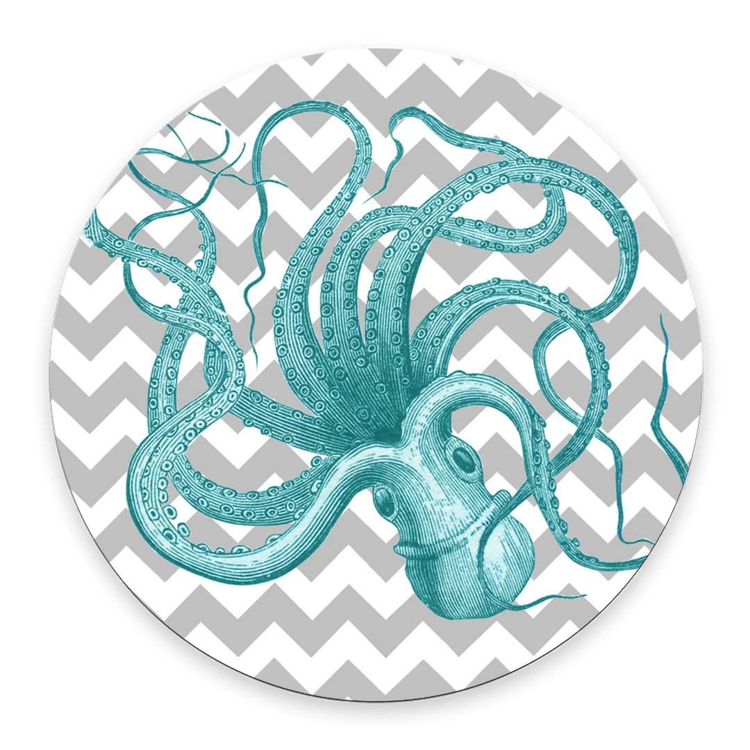 Blue Octopus Gaming Mouse Pad with Grey Chevron Design - Non-Slip Rubber Base for PC & Laptop - Perfect for Gamers, Office & Home Use